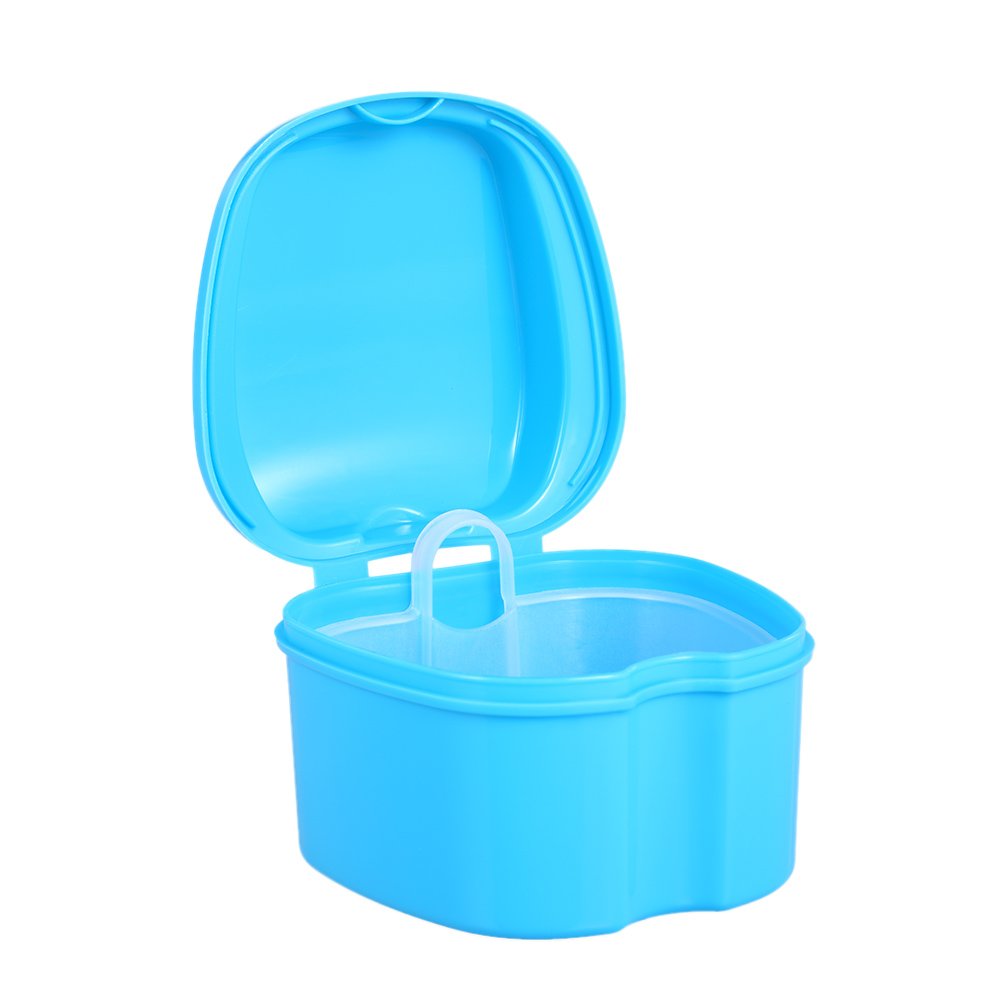 Denture Storage Box & Cleaning Case - Retainer & False Teeth Holder with Rinsing Basket | Portable Denture Bath for Travel & Home Use