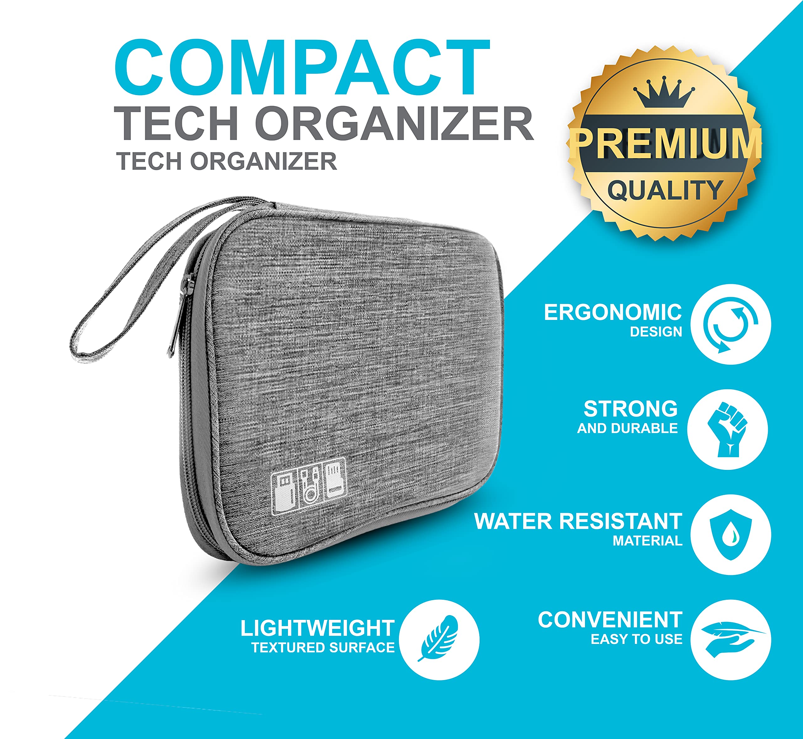 Premium Electronics Charger Organizer - Portable Travel Cable Storage Case for Phone Chargers, USB Cords & Tech Accessories | Perfect for Home, Office & Travel Organization