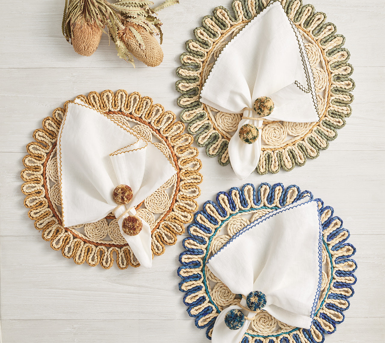 Casbah Placemats Set of 6 - Premium Woven Table Mats for Dining, Heat Resistant & Non-Slip - Perfect for Home Decor, Dinner Parties, and Holiday Gatherings