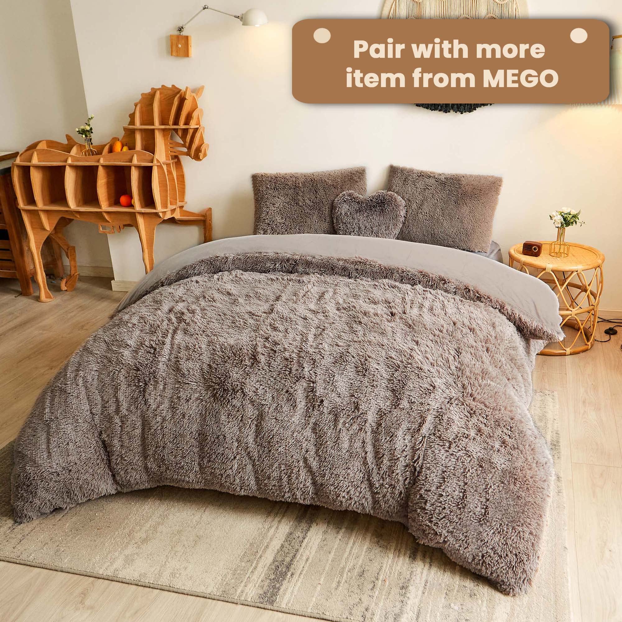 Fluffy Body Pillow Cover 20x54 Inches - Soft Shaggy Faux Fur Pillow Case with Zipper - Cozy Plush Bed Pillow Cover for Adults, Pregnant Women & Side Sleepers - Perfect for Home Decor, Nursery, Bedroom & Relaxation (Khaki)