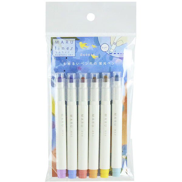 MARU Liner Highlighter Set - 6 Vibrant Colors for Study & Note-Taking | Premium Quality by Epoch Chemical | Perfect for Students, Office & School Supplies