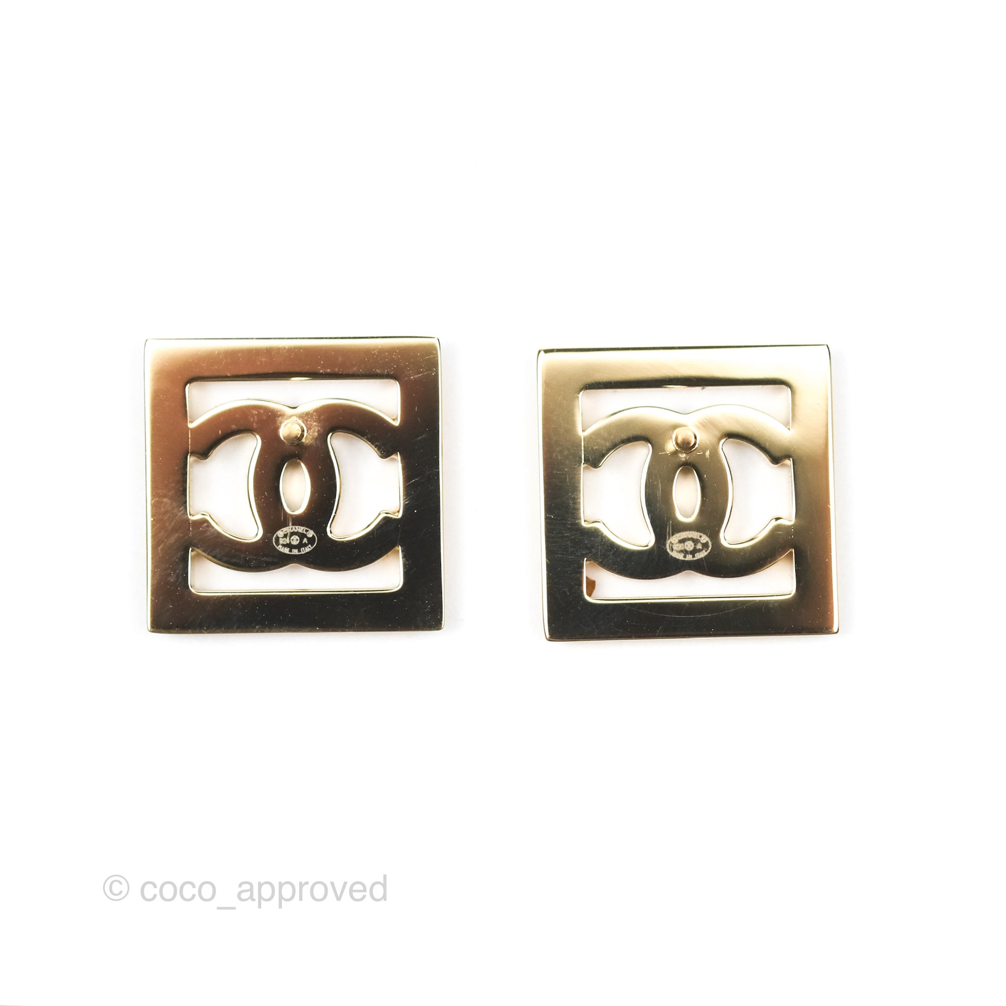 Chanel CC Square Black Earrings in Gold Tone - 24A Collection | Luxury Fashion Jewelry for Women, Perfect for Parties, Weddings & Special Occasions