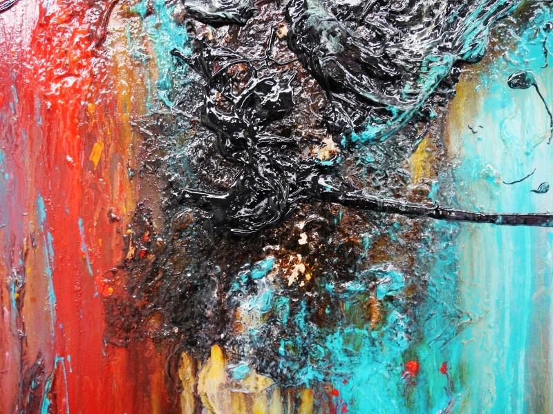 160cm x 100cm Teal Red Abstract Canvas Painting - Modern Wall Art for Living Room, Bedroom & Office Decor | Cobalt Dash Collection