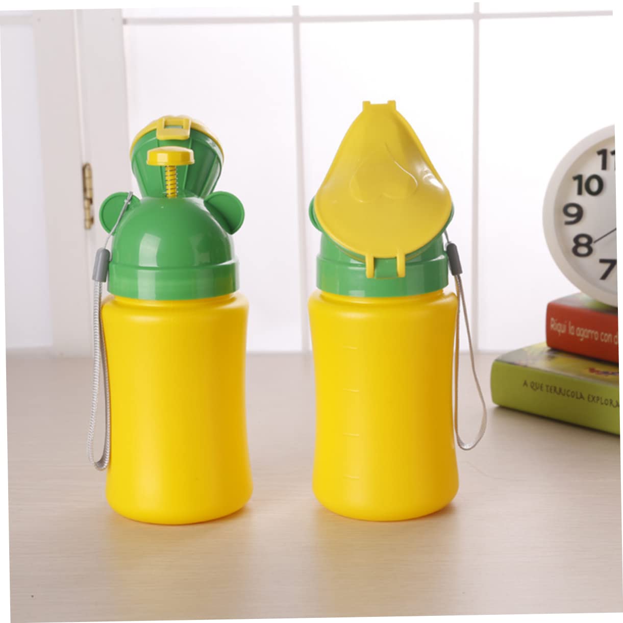 Wakauto 2-Pack Portable Urinal for Men - Leak-Proof Travel Toilet for Cars, Camping & Emergencies - Yellow PP Plastic Potty Training Solution