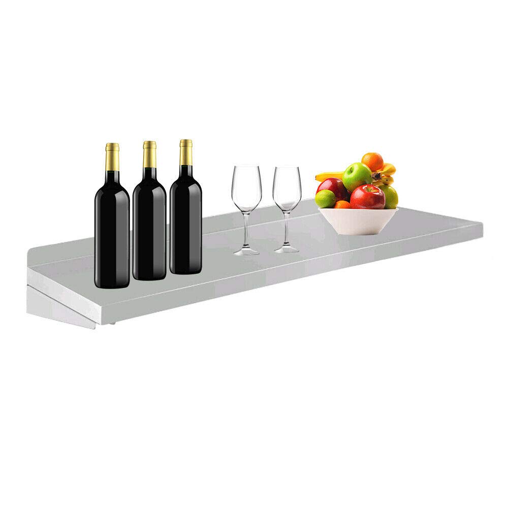 1.2m Stainless Steel Commercial Kitchen Wall Mount Floating Shelf - Heavy Duty Truck Serving Window Rack for Kitchens, Restaurants, Dining Carts & Bathroom Storage - Ideal for Organizing Spices, Utensils & Decor