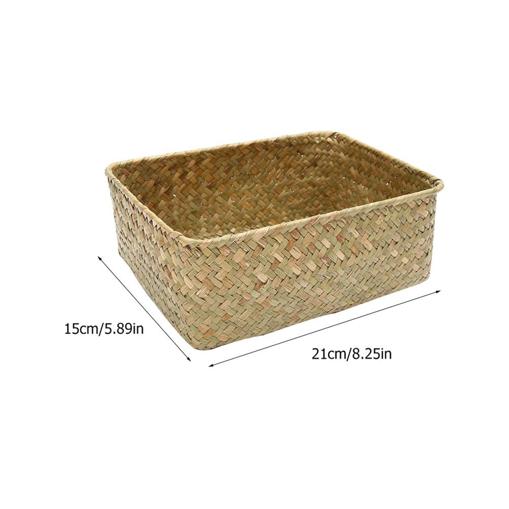 Cabilock 3-Piece Woven Storage Baskets Set - Desktop Organizer for Tea, Sundries & Clutter - Decorative Flower Basket for Home, Office & Kitchen Organization
