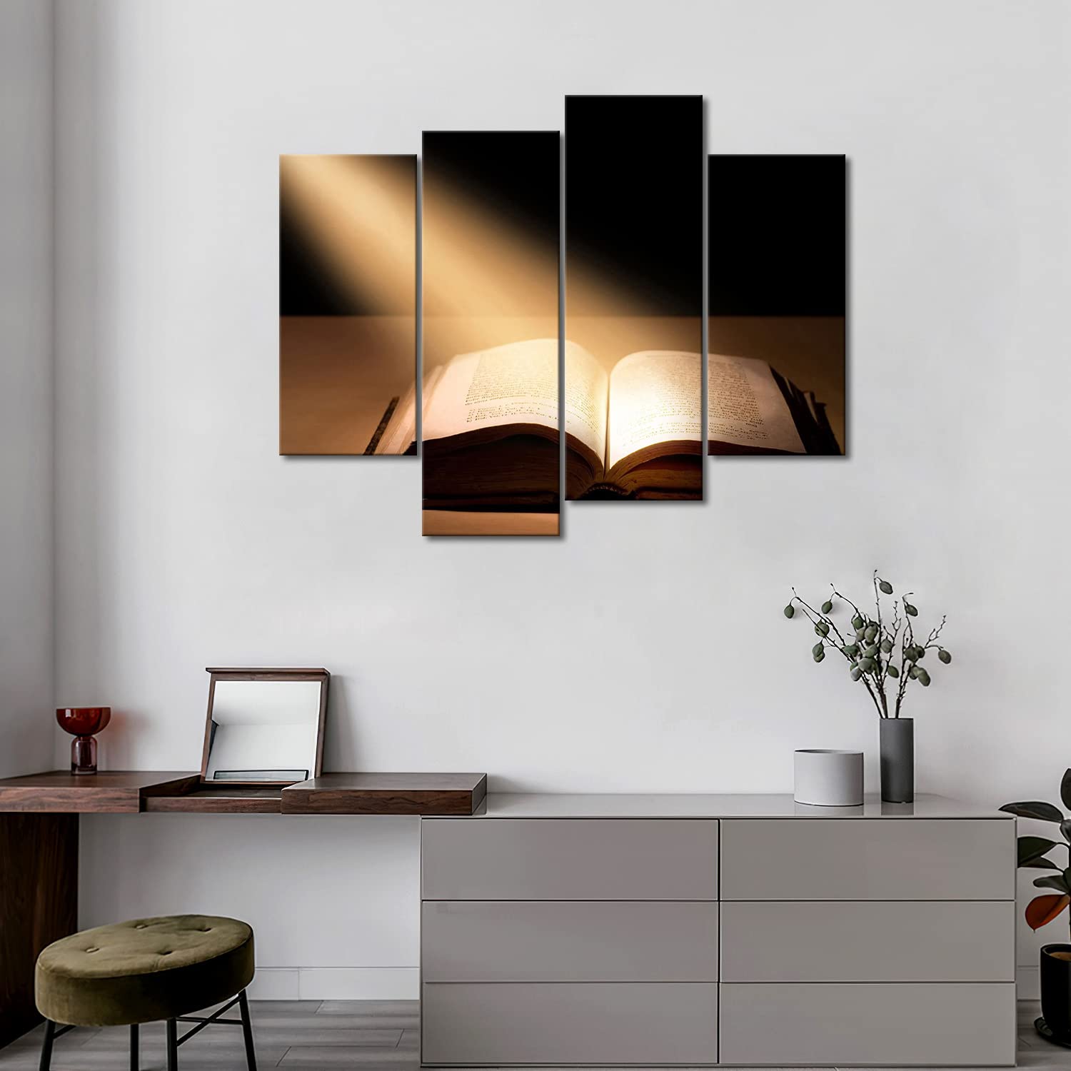 Religious Wall Art - Holy Bible & Jesus Canvas Painting for Christian Home Decor - Inspirational Scripture Print on Canvas - Perfect Gift for Faithful Believers & Church Goers - Ideal for Living Room, Bedroom & Prayer Space