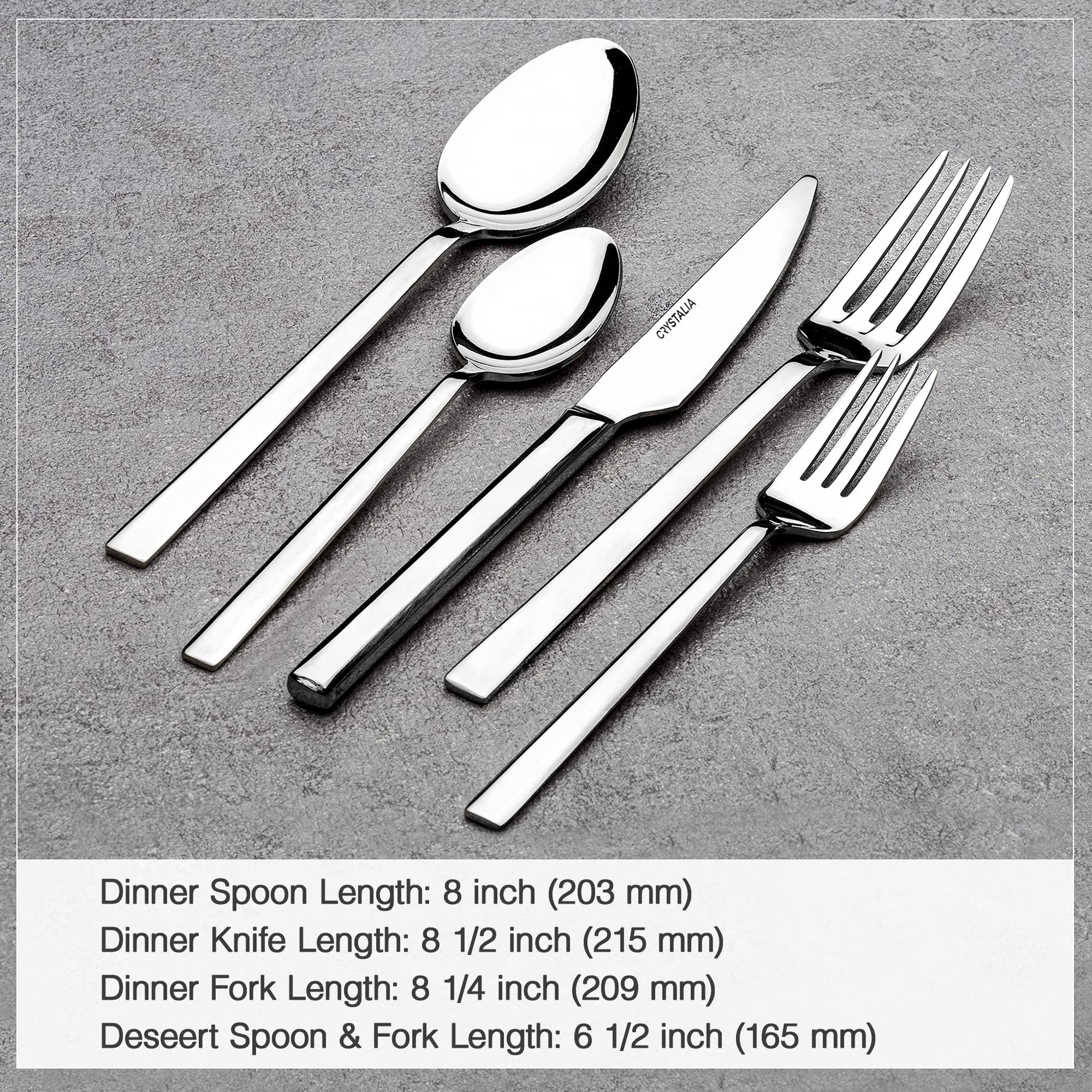 Crystalia 20-Piece Stainless Steel Silverware Set - 18/10 Flatware Cutlery Set with Forks, Spoons & Knives - Elegant Dinnerware for 4 People - Perfect for Home Dining, Restaurant Use & Kitchen Serving (Vision)