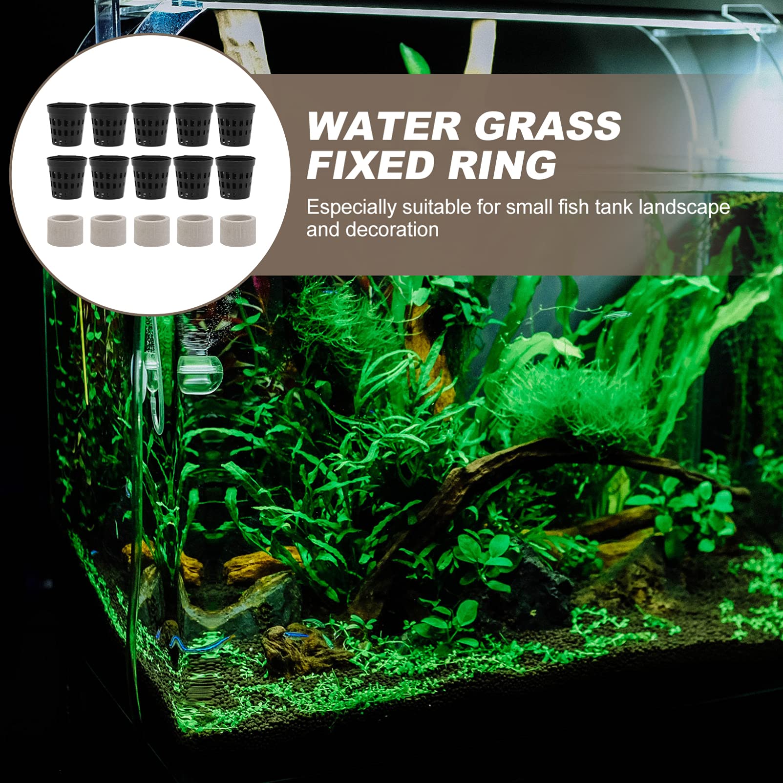 NUOBESTY 15 Pcs Aquarium Plant Anchors - 4.50X4.20X3.10cm Ceramic Water Plant Fixing Rings for Fish Tank, Aquatic Plant Holders, Breathing Rings - Perfect for Freshwater & Saltwater Aquascaping, Planted Tanks & Aquatic Gardens