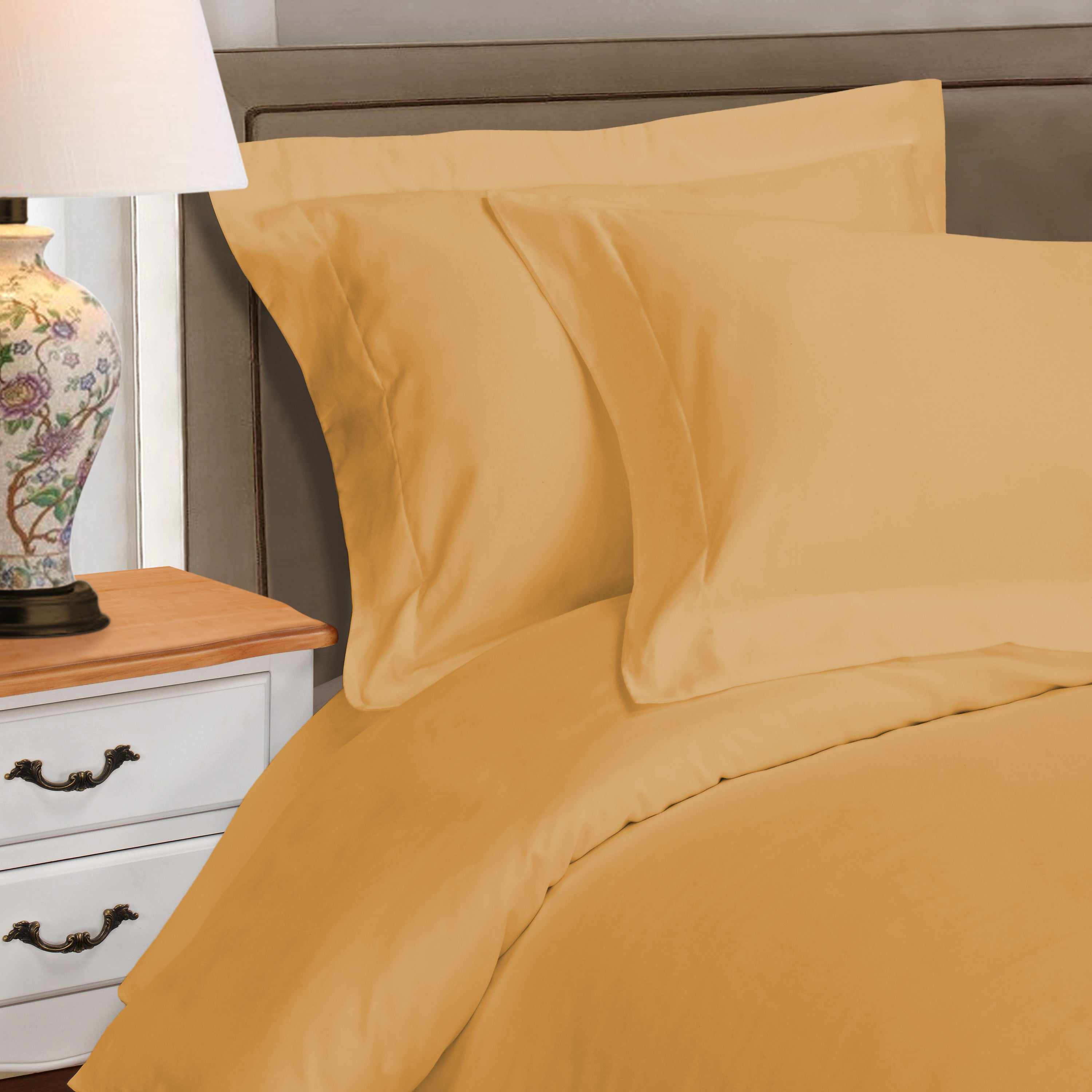 1000 Thread Count Egyptian Cotton Solid Duvet Cover Set - Luxury Bedding for Master Bedroom & Guest Room - Soft Breathable Duvet Cover for All Seasons