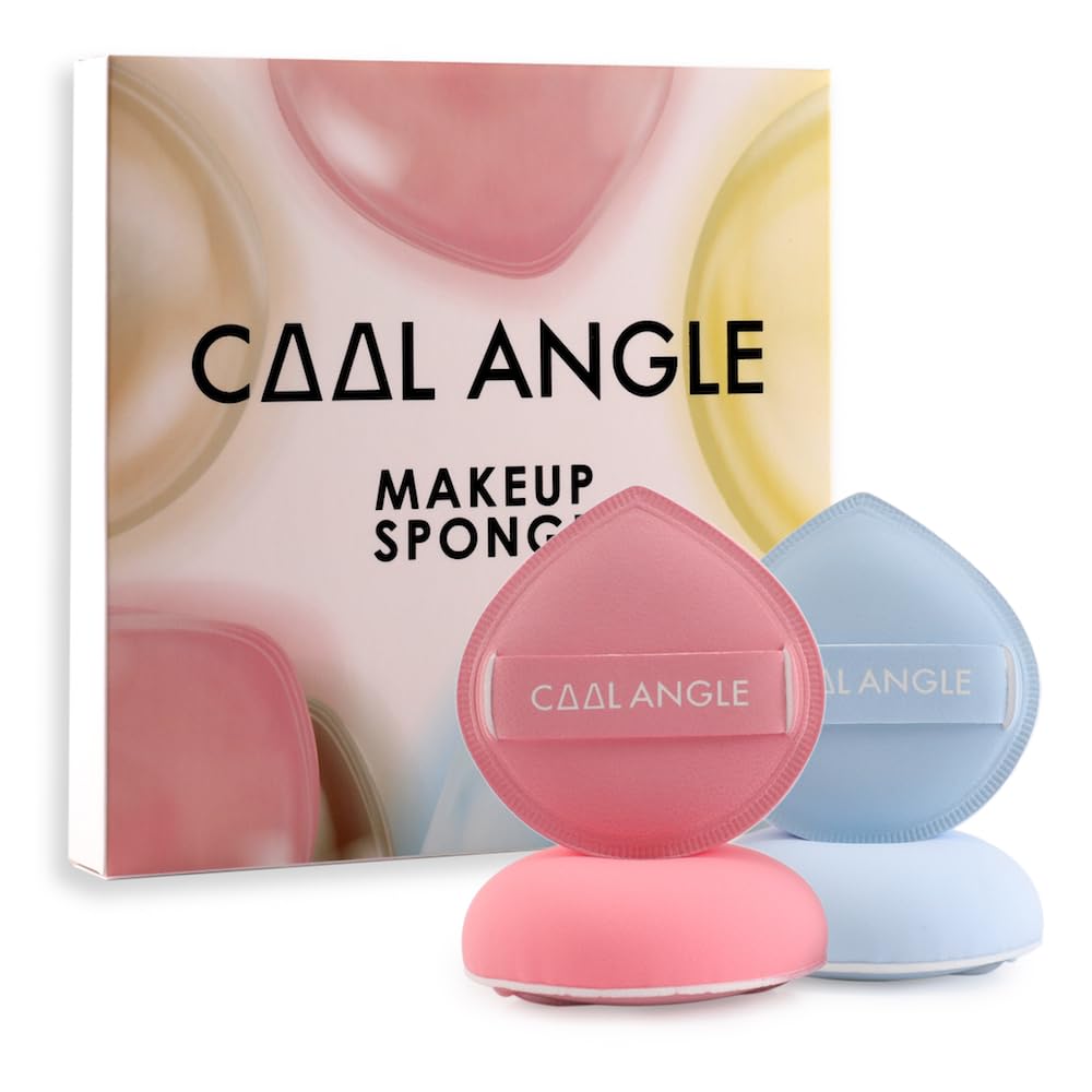 4Pcs Latex-Free Makeup Sponge Set - Soft Beauty Blender for Liquid Foundation, Concealer, Cream & Powder - High-Density & Flexible Cosmetic Sponges (2 Blue & 2 Pink) - Perfect for Daily Makeup, Professional Application & Travel Touch-Ups