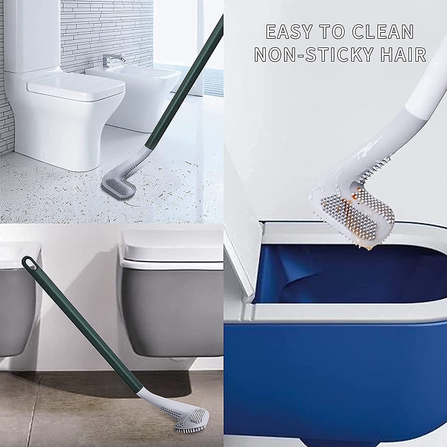 Flexible Silicone Toilet Brush with Non-Slip Long Handle - Bendable Golf Head Design for Deep Cleaning - Bathroom Essentials for Home, RV & Boat - 1 Pack