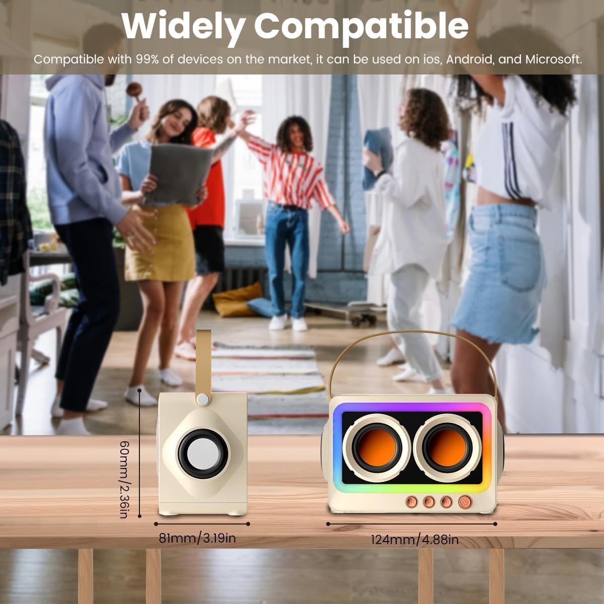 UK Technology Wireless Bluetooth Speaker with RGB Lights, Mini Portable Hi-Fi Sound, Bluetooth 5.3, Long Battery Life - Perfect for Home, Garden, and Outdoor Adventures