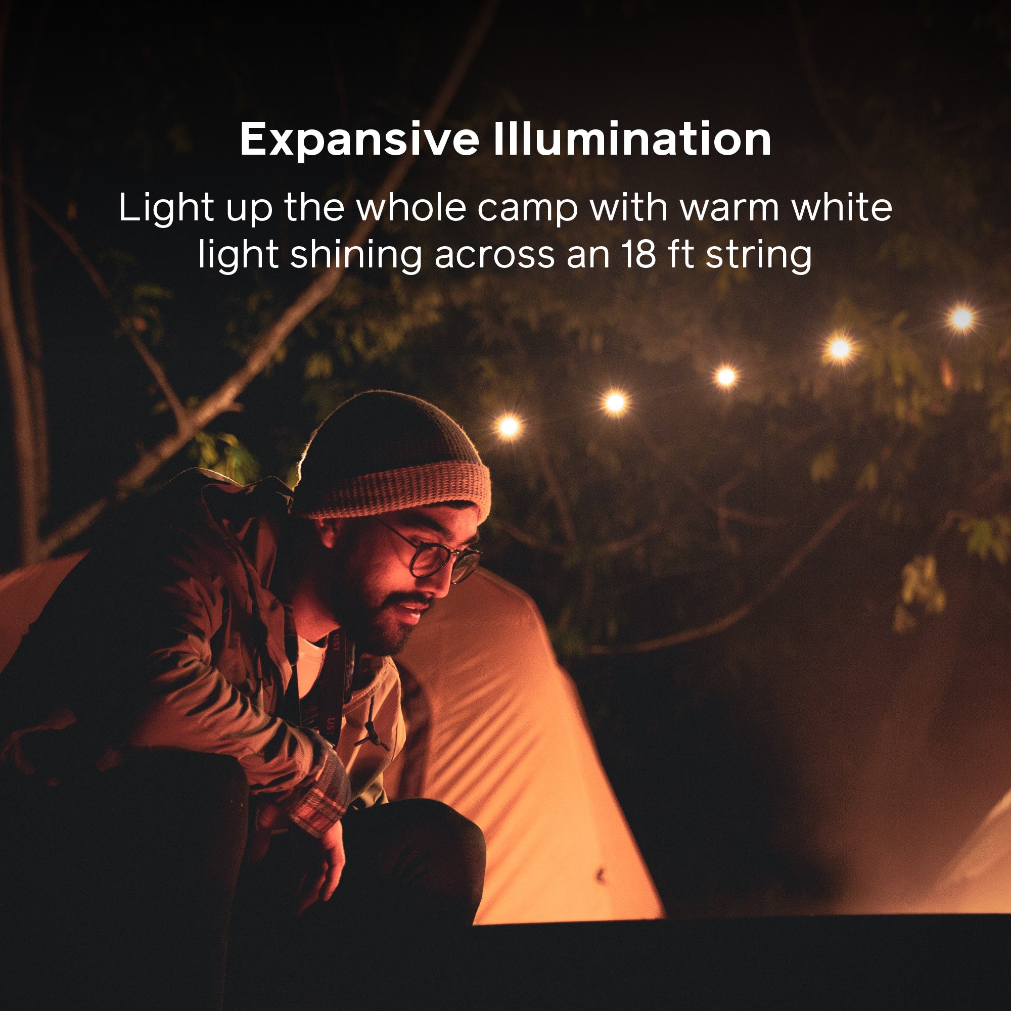 MPOWERD 18-Foot Solar-Powered LED String Lights - Warm White for Outdoor & Indoor Decor, Patio, Garden, Wedding, Party Lighting