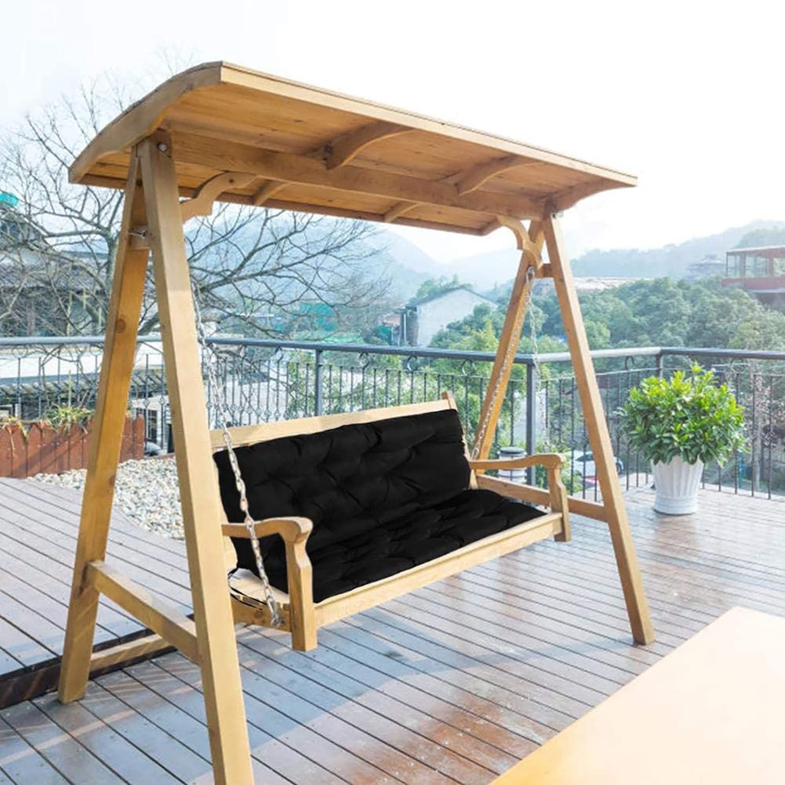 Waterproof Outdoor Bench Cushion with Backrest - 2 or 3 Seat Overstuffed Replacement Cushions for Garden, Patio & Porch Swing - Weather-Resistant & Comfortable for Relaxing Outdoors