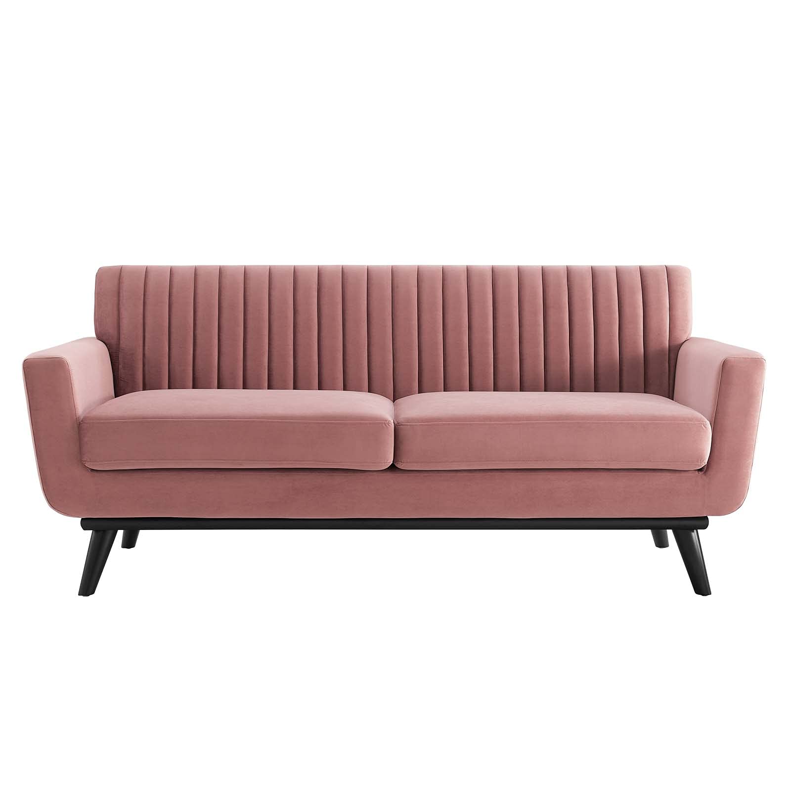 Modway Engage Channel Tufted Performance Velvet Loveseat Sofa - Dusty Rose Pink | Small Space Living Room Furniture | Perfect for Apartments, Dorms & Cozy Spaces