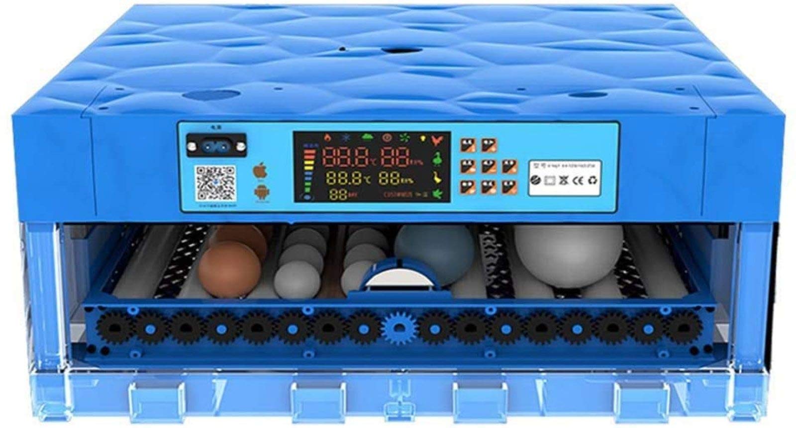 LYRONG 64 Egg Fully Automatic Poultry Hatcher Machine with Temperature & Humidity Control - Dual Power Egg Incubator for Chicken, Pheasant, Quail, Pigeon Eggs - Perfect for Home Farming & Hatching Projects