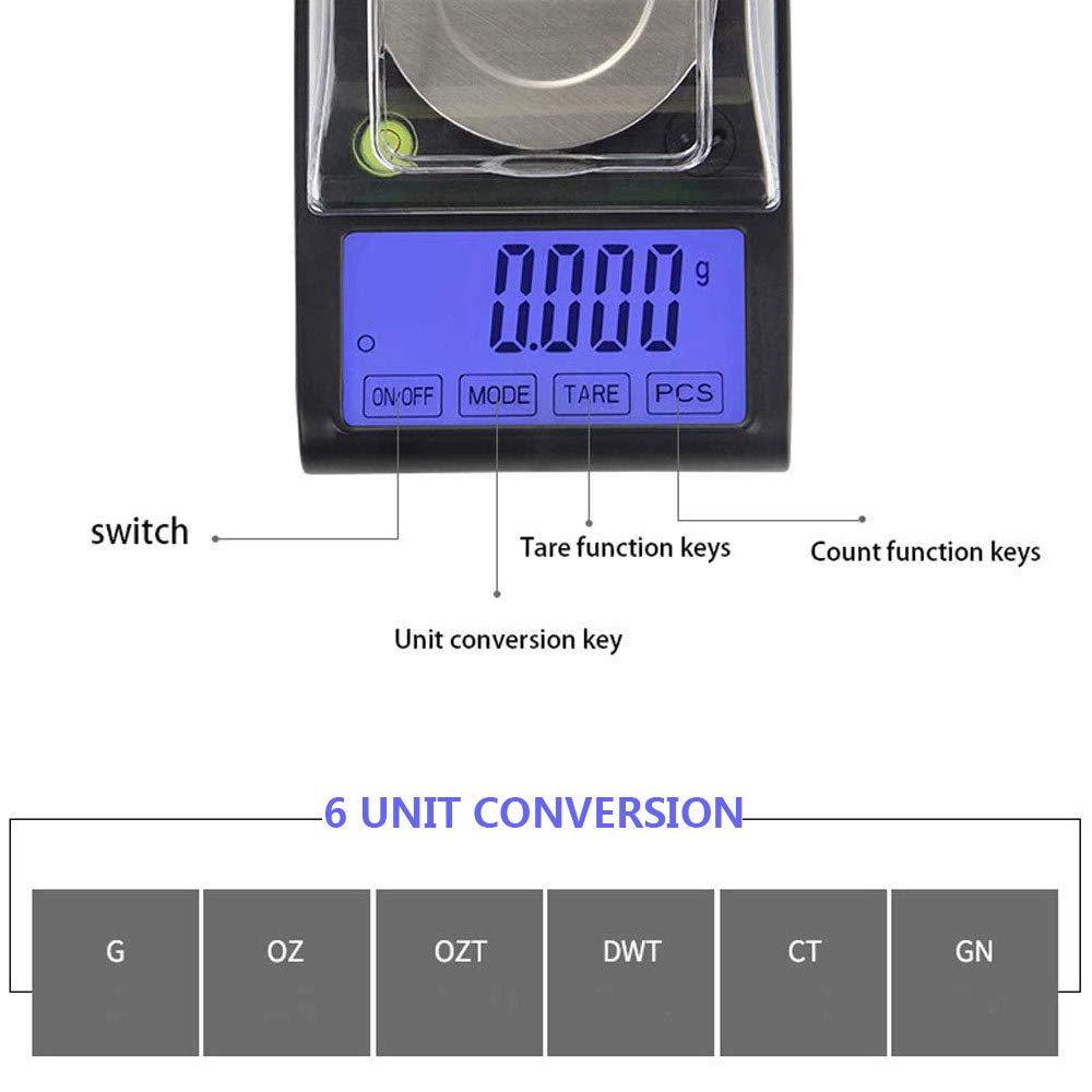Precision Digital Milligram Scale 50g x 0.001g - Portable Lab Analytical Balance for Jewelry, Gold, Gems & Powder - Compact Pocket Scale for Home, Kitchen & Scientific Use (Grams/Ounces)