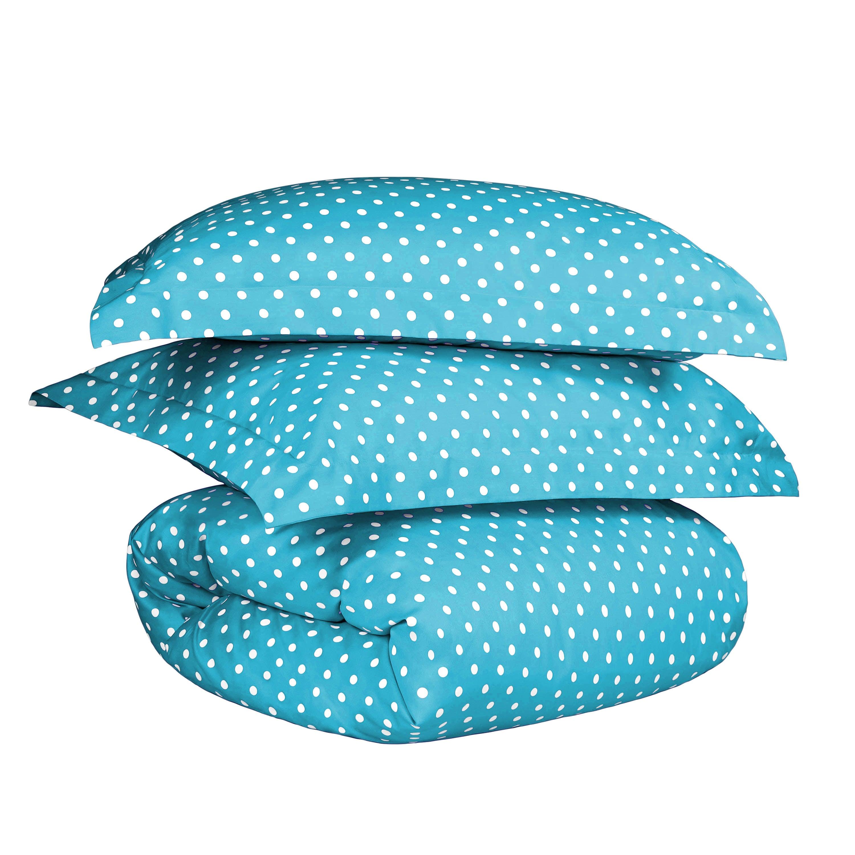 600 Thread Count Cotton Blend Polka Dot Duvet Cover Set - Soft & Breathable Bedding for Cozy Sleep - Perfect for Master Bedroom, Guest Room & Dorm Decor