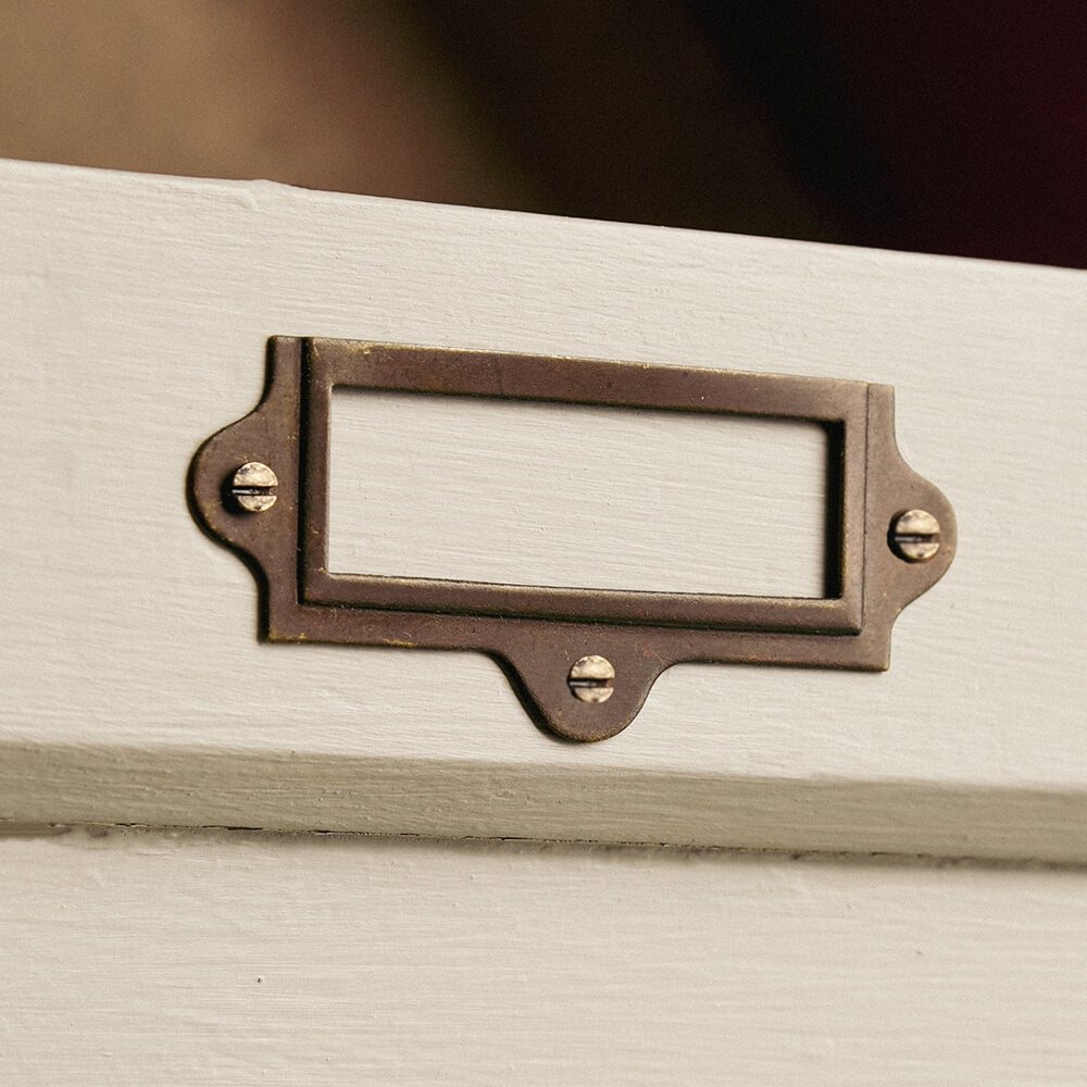 Vintage Library Label Card Frame in Antique Brass - Perfect for Book Organization, Cataloging, and Home Office Decor