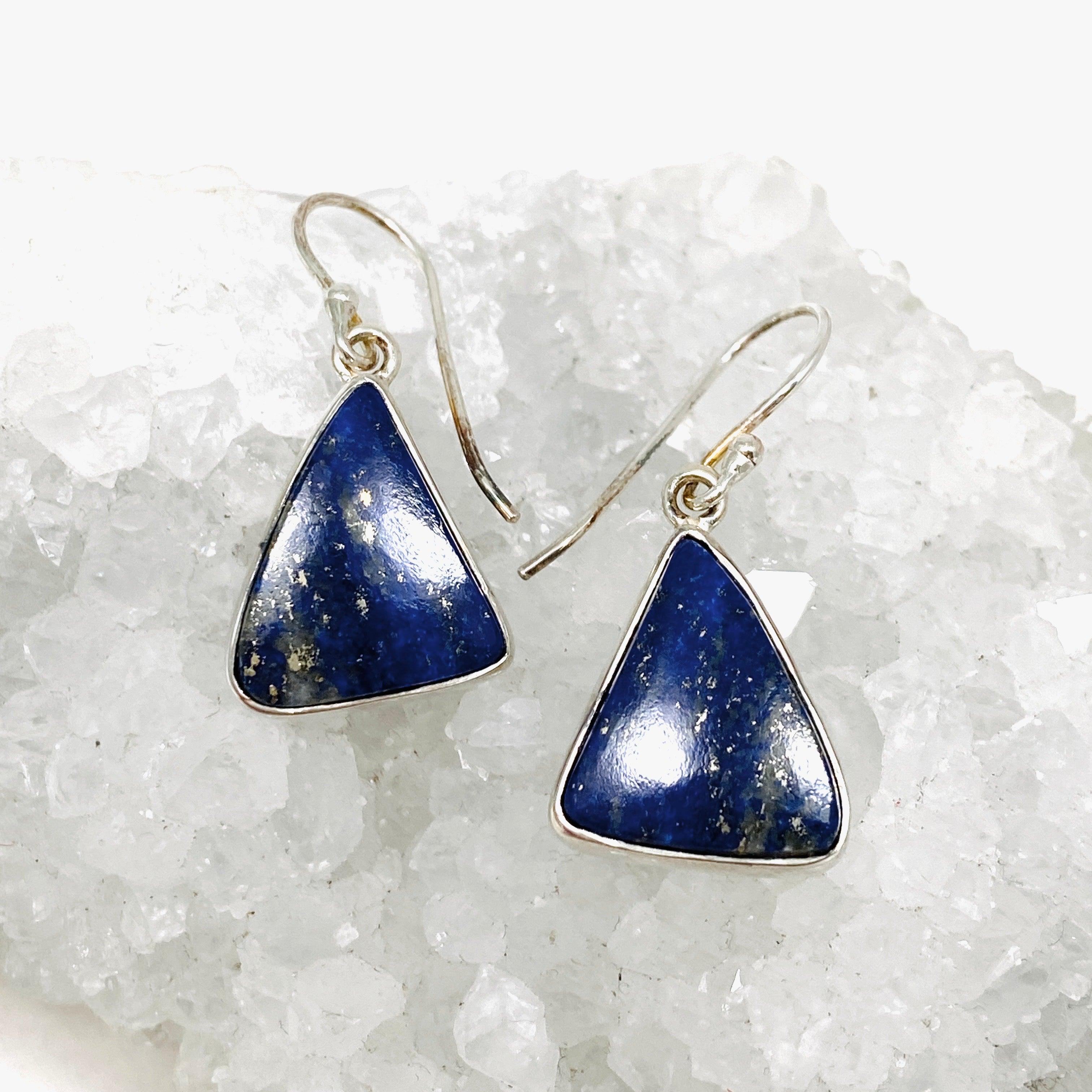 Lapis Lazuli Triangular Earrings for Women – Elegant Blue Stone Dangle Earrings KEGJ1334 | Perfect for Parties, Weddings & Special Occasions