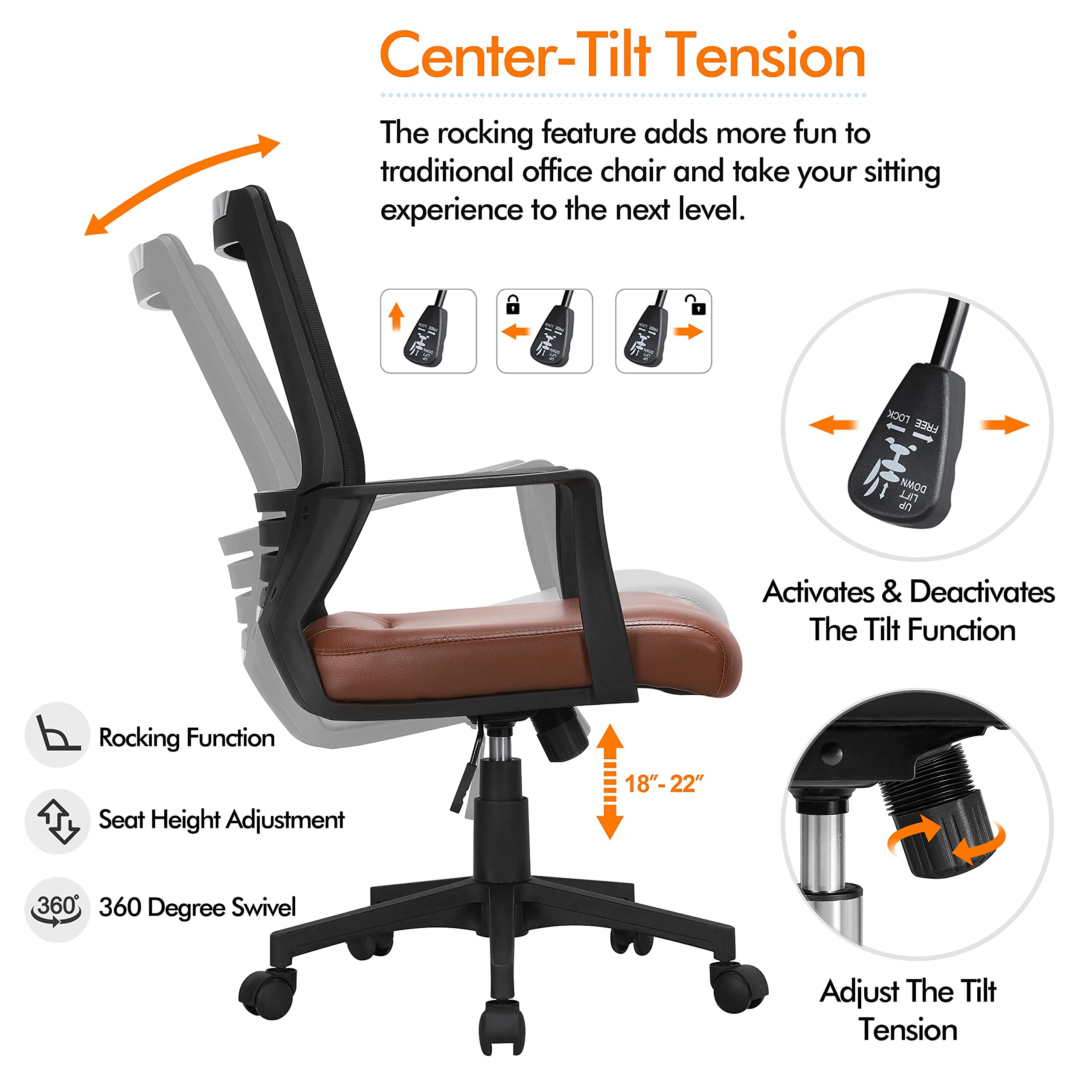 Yaheetech Modern Rustic Brown Home Office Desk and Chair Set - 47
