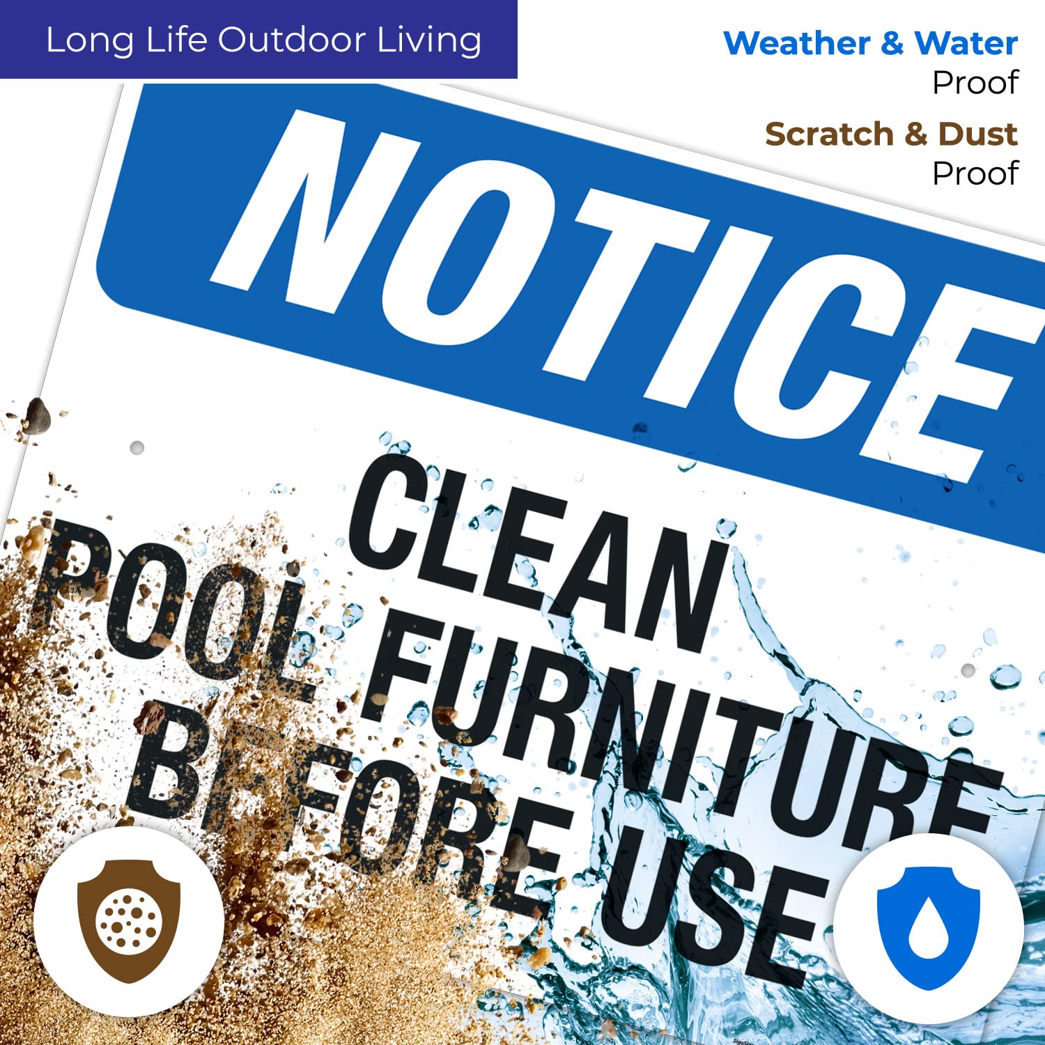 Social Distancing Pool Sign - 24x30 Inch Rust-Free Aluminum Sign for Clean Pool Furniture & Safe Swimming Areas - Fade Resistant, Made in USA - Perfect for Public Pools, Resorts & Backyard Safety