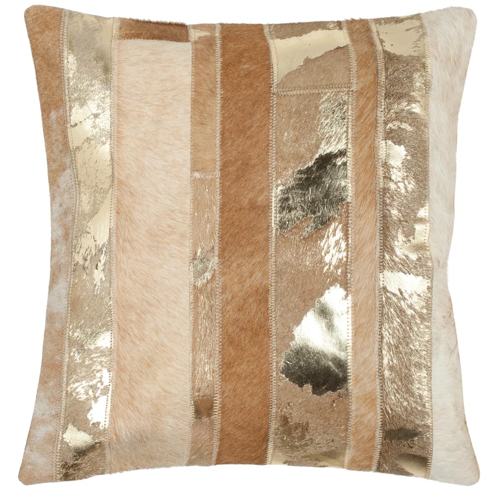 Safavieh Peyton Gold Throw Pillows 18x18 Inch Set of 2 - Decorative Cushions for Sofa, Bed & Living Room Accent
