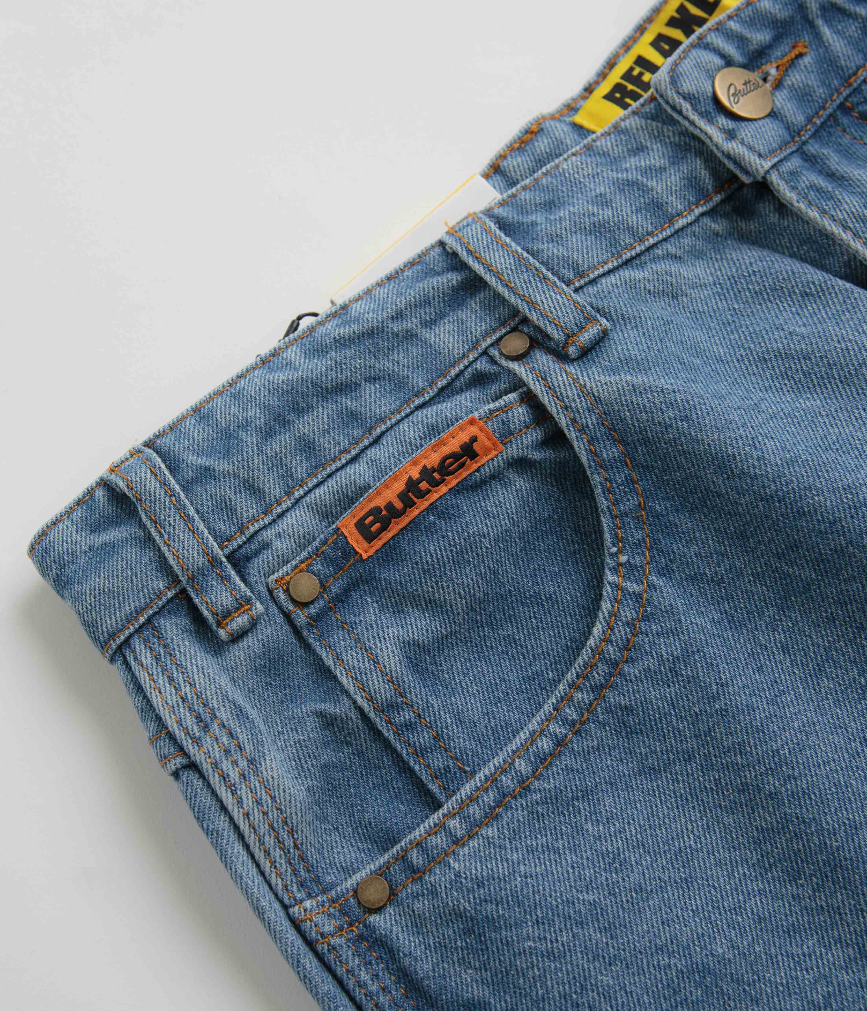 Butter Goods Relaxed Fit Washed Indigo Denim Jeans for Men - Comfortable Casual Wear for Everyday Outings and Street Style