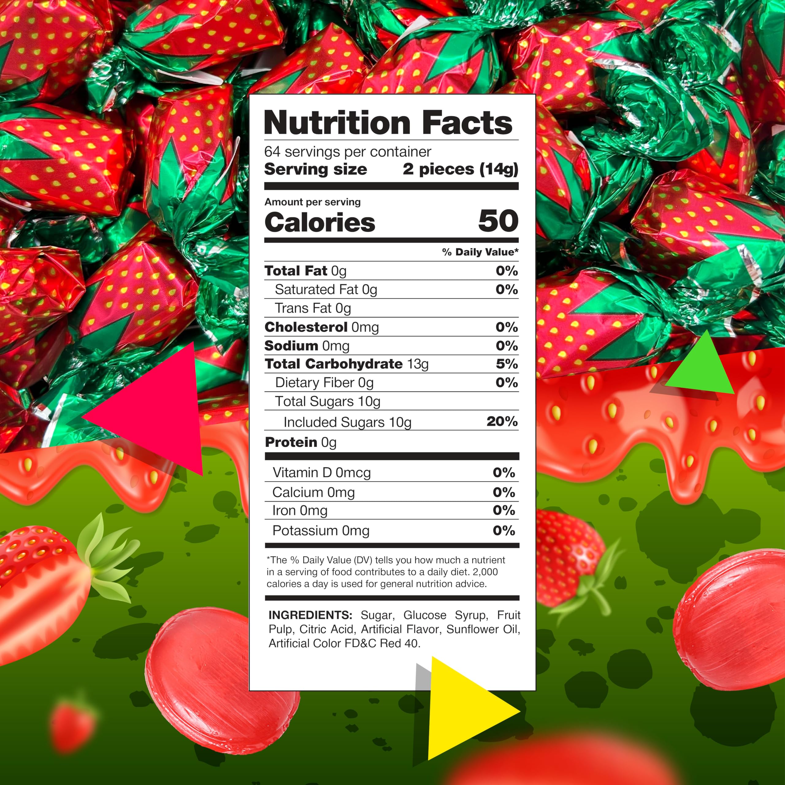 Arcor Strawberry Hard Candy Bon Bons - 2 Pound Bulk Bag (Approx. 120 Count) | Party Favors, Office Treats & Gift Fillers