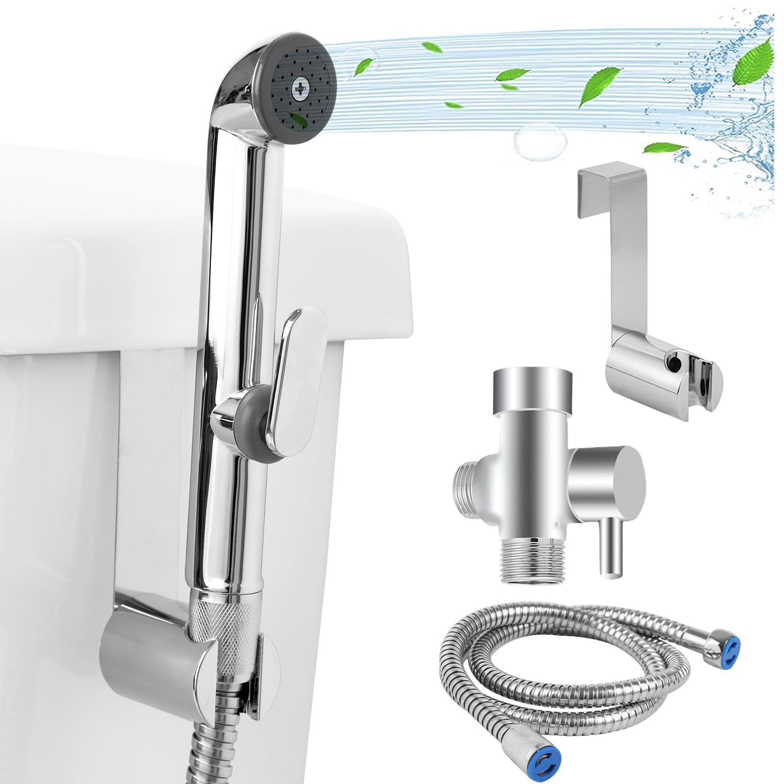 Multifunctional Handheld Bidet Sprayer with Dual Spray Function - Zinc Alloy Muslim Shower Sprinkler for Bathroom & Diaper Cleaning - Includes Hose & Accessories (Wall/Toilet Mountable) - Perfect for Hygienic Cleansing, Baby Care & Muslim Wudu Rituals