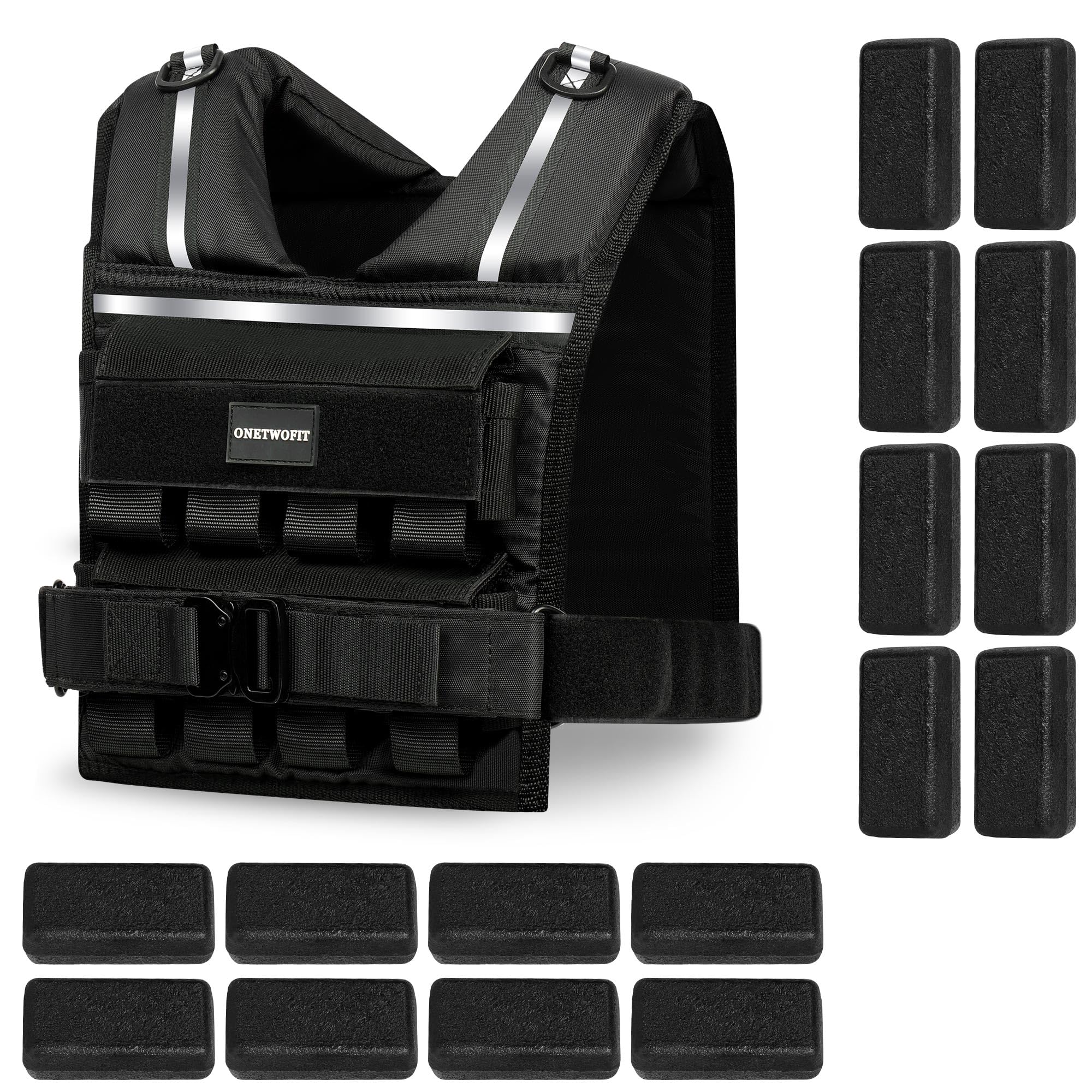Adjustable Weighted Vest for Men 2-35 LBS - Rucking Vest with Reflective Stripe & 1.2