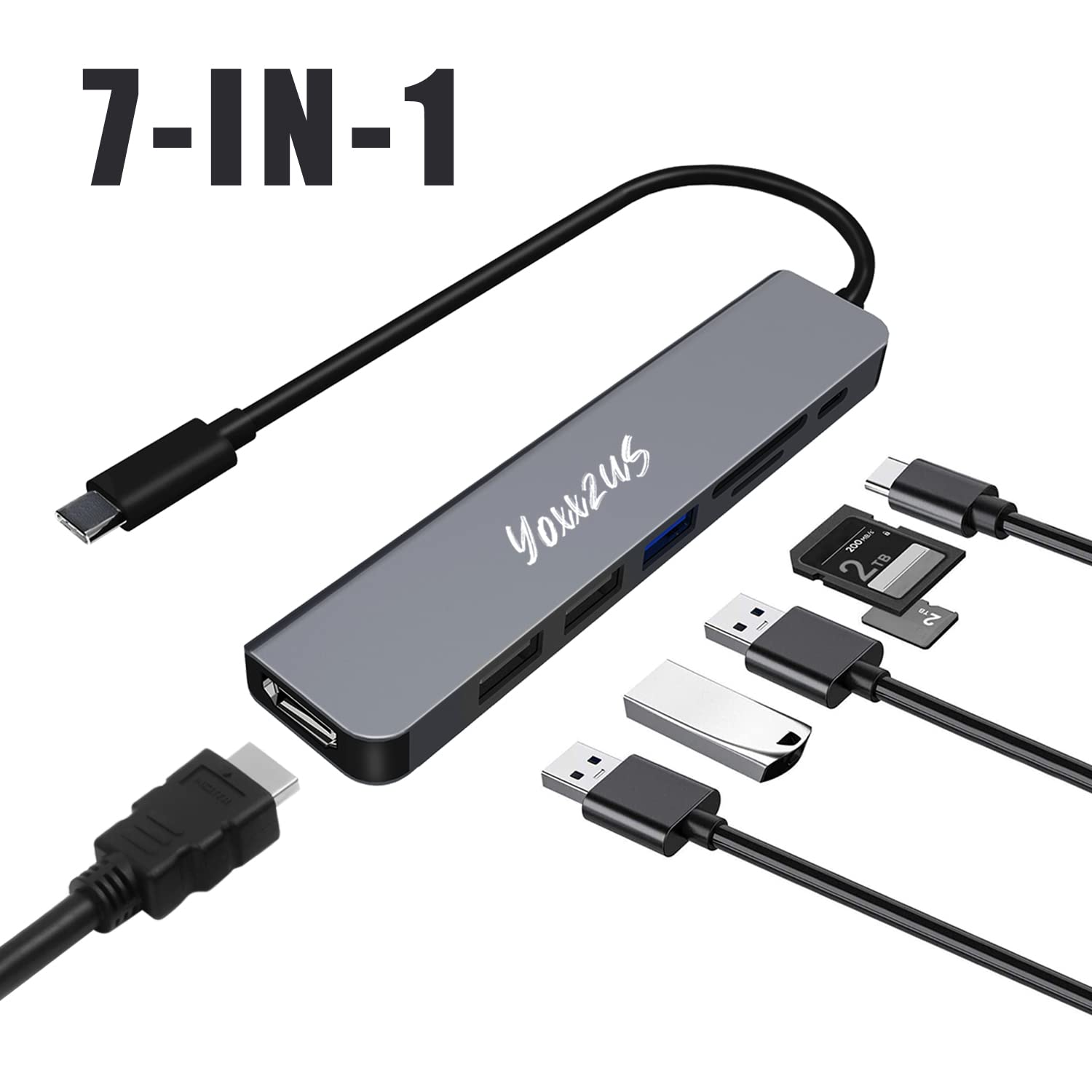 USB-C Hub Multiport Adapter 6-in-1 with 4K HDMI, USB 3.0, SD/TF Card Reader - Compatible with Nintendo Switch/OLED, MacBook, iPad Pro & Laptops - Perfect for Work, Gaming & Travel