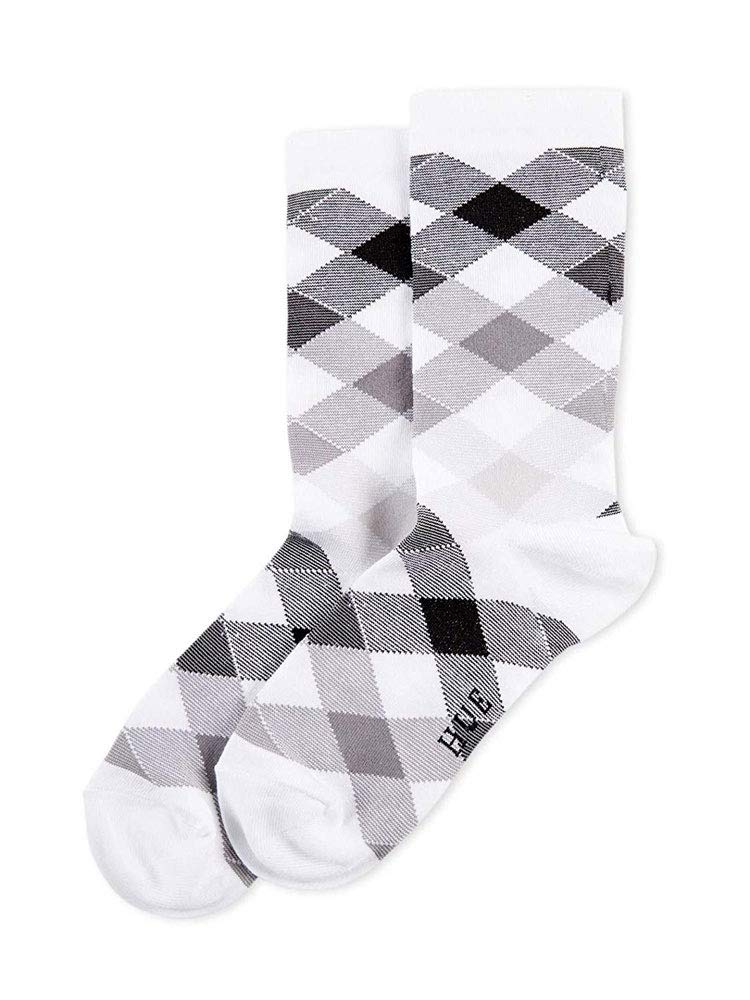 Hue Women's Gingham Argyle Socks - Black Medium Size - Comfortable & Stylish Knee High Socks for Casual Wear, Office Outfits & Winter Fashion