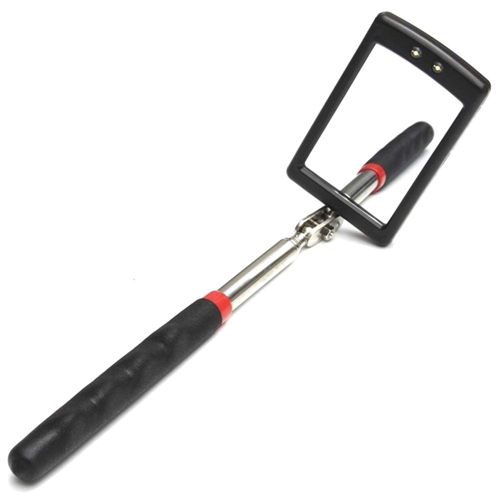 1 PC Telescoping Rectangular Inspection Mirror with 360° Rotation & Built-in Light - Mechanic's Tool for Hard-to-See Areas (Perfect for Auto Repair, HVAC Maintenance & Home Inspections)