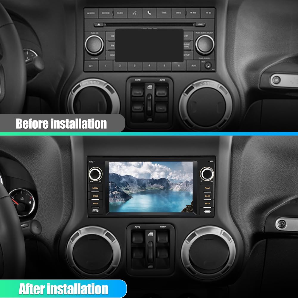 AWESAFE 7 Inch Android Car Stereo for Jeep Wrangler JK Chrysler Dodge - Touch Screen Radio with Apple CarPlay & Android Auto, Bluetooth, WiFi, 2GB RAM 32GB ROM - Perfect for Off-Road Adventures & Daily Commuting