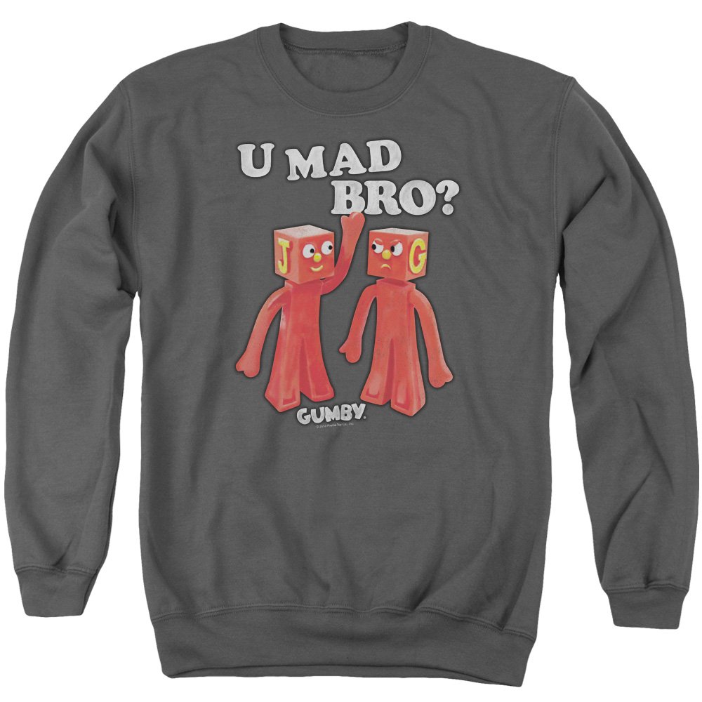 Gumby U Mad Bro Unisex Crewneck Sweatshirt for Men & Women | Soft Cotton Pullover Hoodie | Casual Streetwear for Everyday Wear