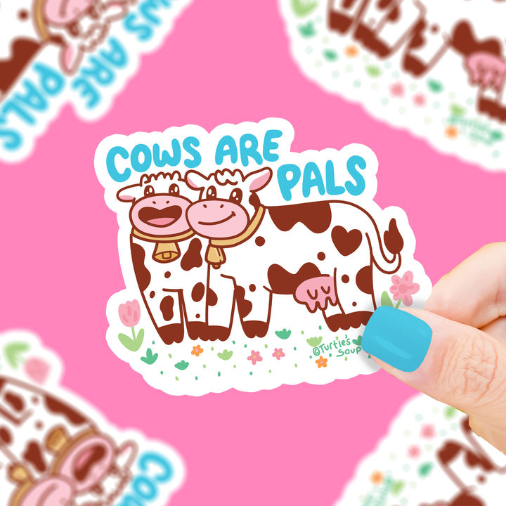 Funny Cows Are Pals Sticker - Cute Turtle's Soup Design - Perfect for Laptops, Water Bottles & Notebooks