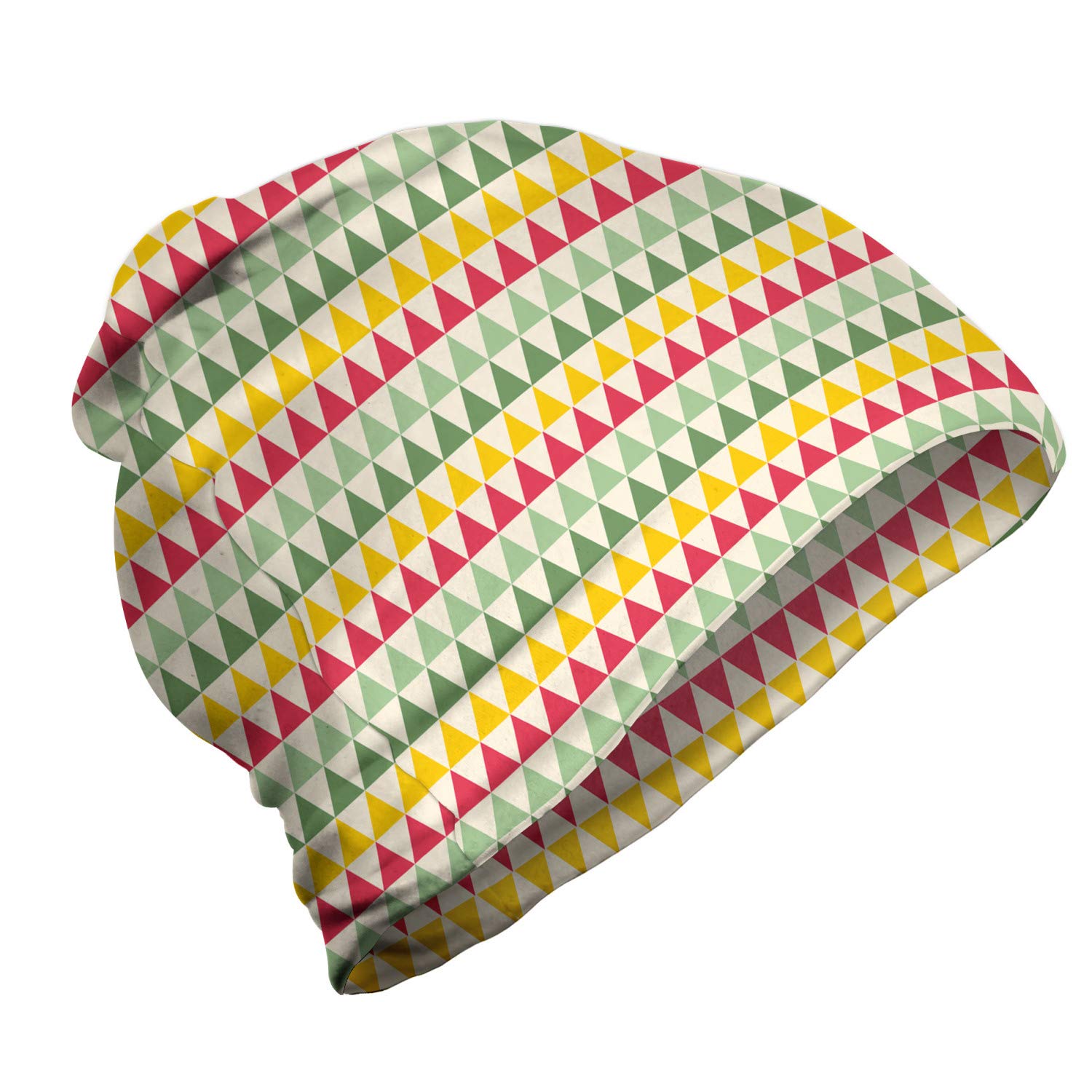 Ambesonne Unisex Beanie - Colorful Triangle Design for Hiking & Outdoor Activities - Winter Warm Knit Hat for Men & Women