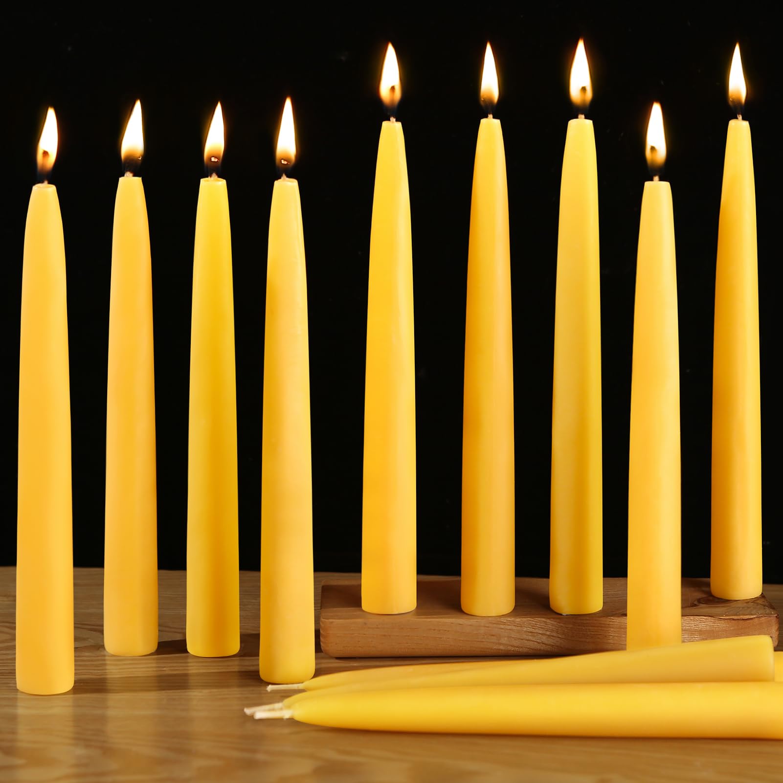 12 Pack 8in Dripless Pure Beeswax Taper Candles - 100% Natural, Long Burning (8 Hours), Smokeless & Unscented Beeswax Candle Sticks for Home Decor, Prayer, Meditation, Romantic Dinners & Special Occasions