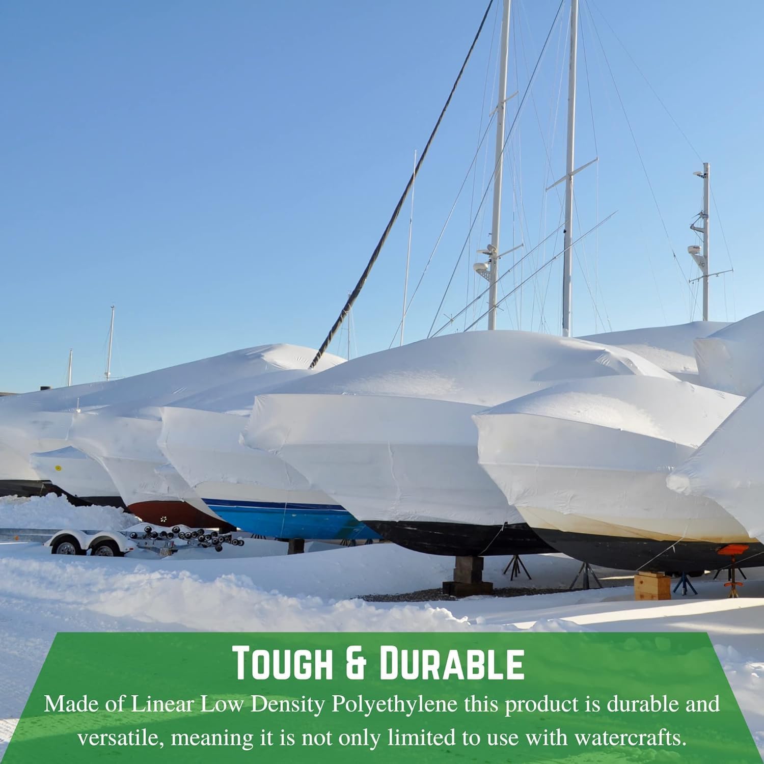 Premium 7 Mil Polyethylene Plastic Shrink Wrap (20' x 25') - Heavy Duty Boat Storage Cover, Industrial Shrink Film for Winter Protection & Equipment Storage - Perfect for Marine, RV, and Vehicle Covers