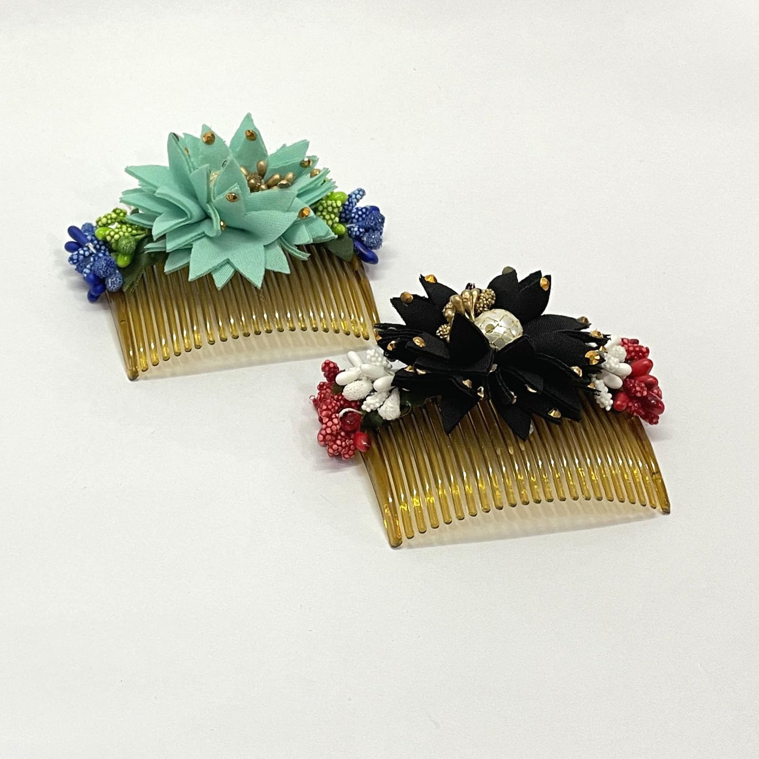 Elegant Bridal Side Flower Comb Hair Clip Set - 2Pc Wedding & Party Hair Accessories for Updos, Buns & Special Occasions