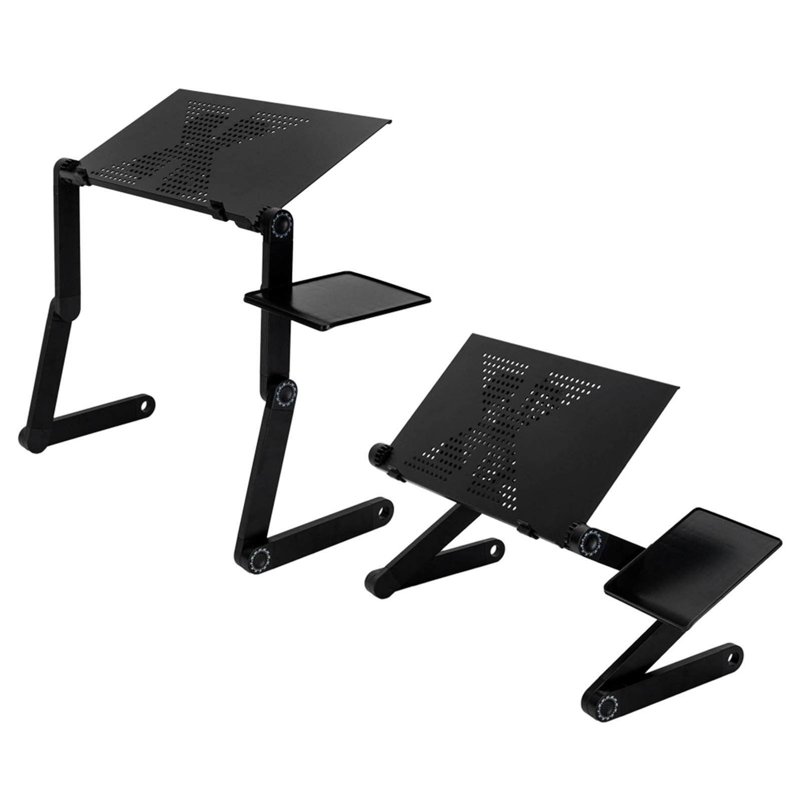 360-Degree Rotating Adjustable Laptop Stand with Cooling Fan & Mouse Pad - Foldable Portable Lap Desk for Bed, Sofa, Couch & Floor Use - Ergonomic Black Laptop Tray for Work, Study & Gaming