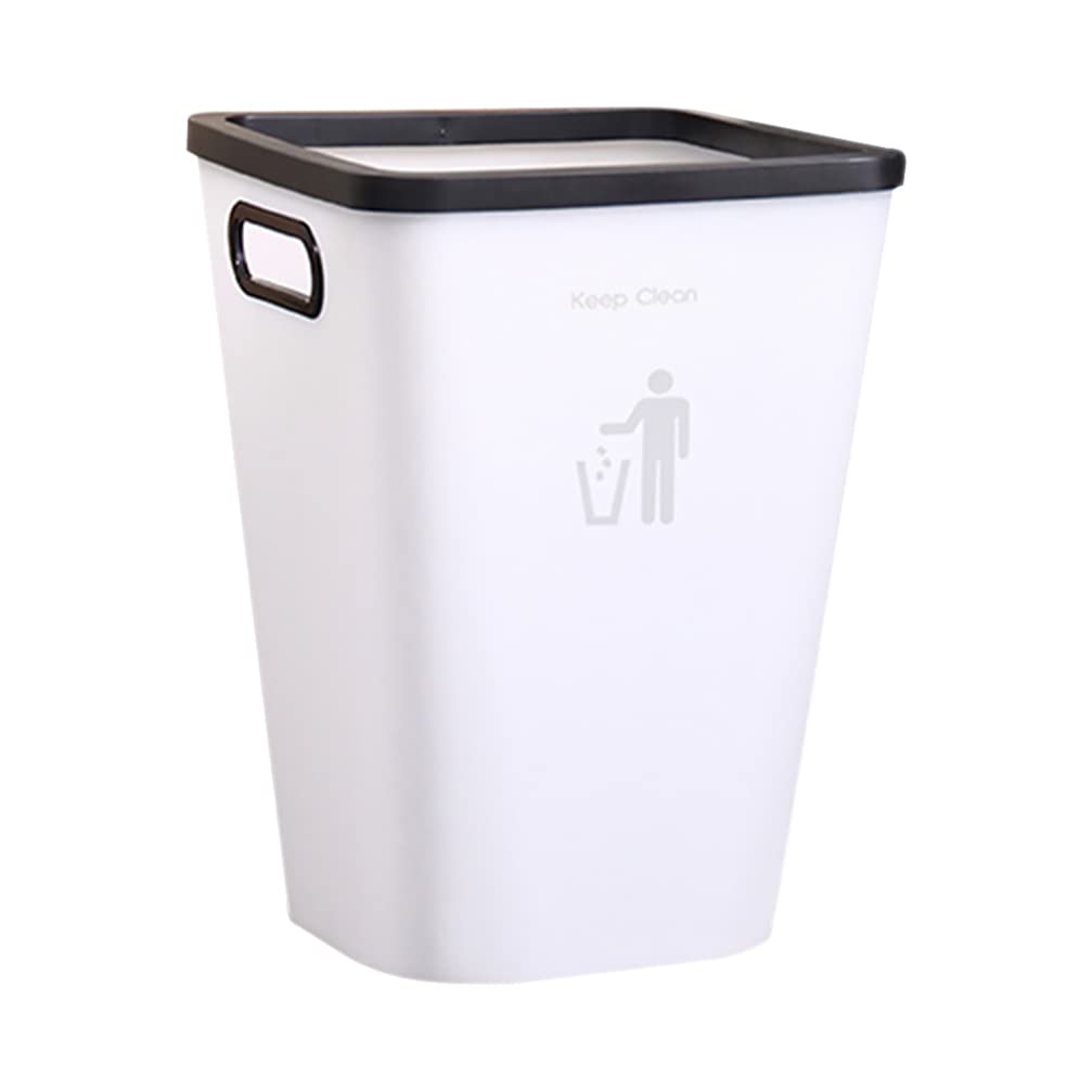PACKOVE 13 Gallon Plastic Rectangular Trash Can - Kitchen Waste Bin with Lid, Recycling Garbage Container for Home, Office & Bathroom - Durable Household Trash Can (White) | Perfect for Kitchen Counter, Under Sink & Office Spaces