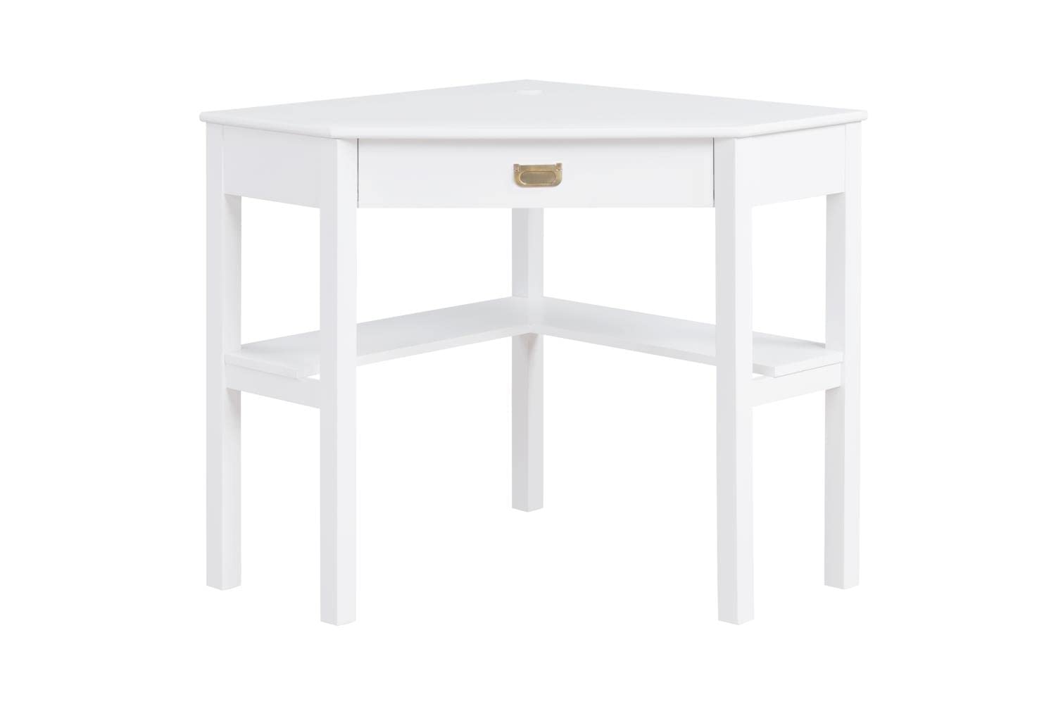 Linon White Corner Desk - Compact Home Office & Study Space