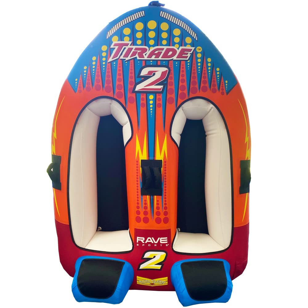 RAVE Sports Tirade II Inflatable Boat Towable Tube - 1-2 Rider Water Sports Towable for Lakes & Rivers, Perfect for Summer Fun & Family Adventures