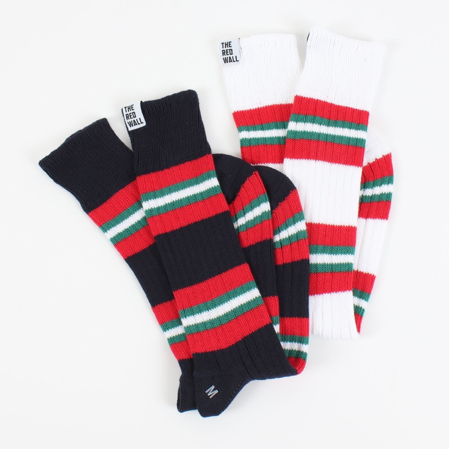 Red Striped Cotton Boot Socks for Women & Men - Warm Winter Crew Socks for Hiking, Snow Boots & Outdoor Activities