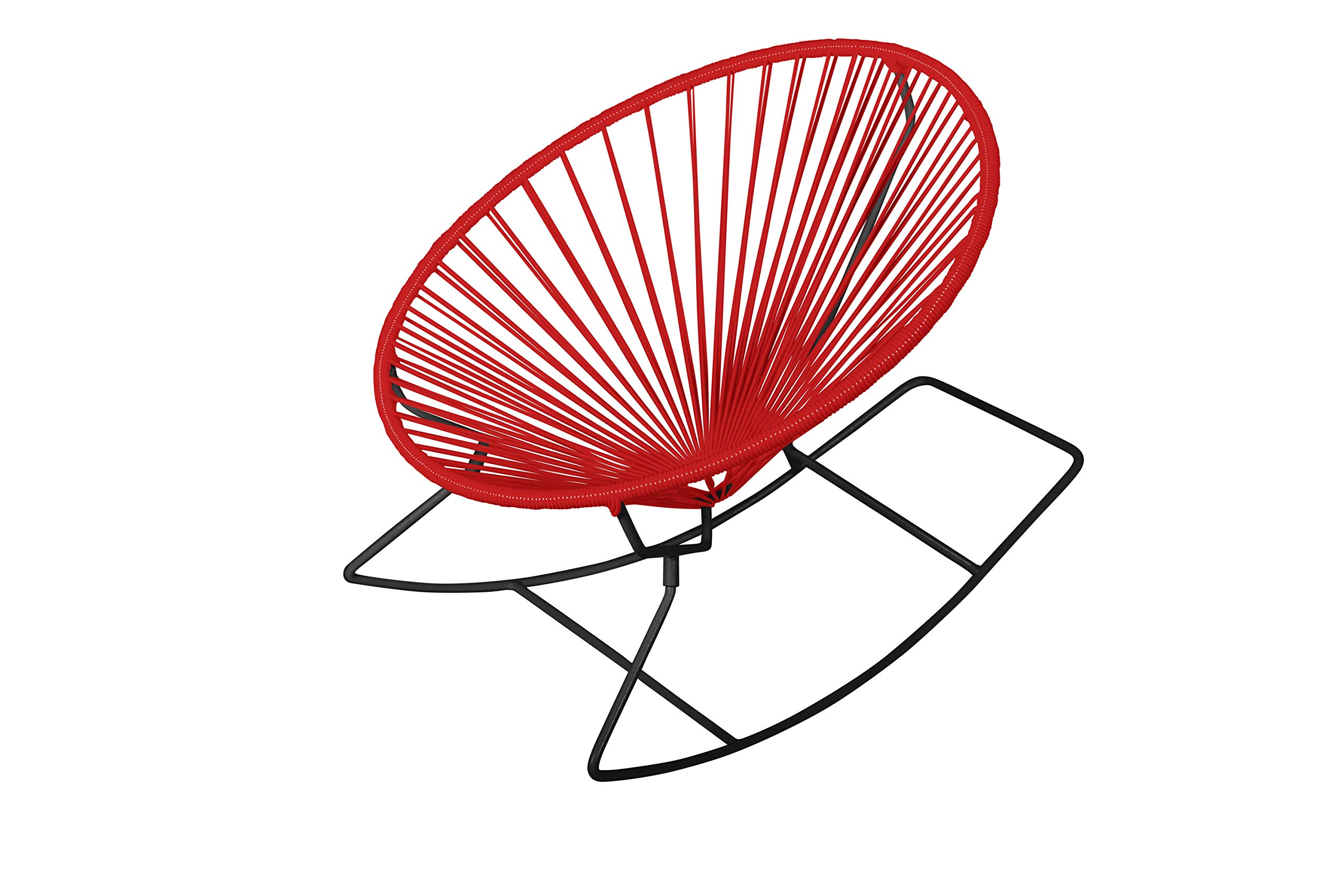 Innit Designs Rocker Chair - Red Weave on Black Frame - Comfortable Rocking Chair for Living Room, Nursery, or Patio - Perfect for Relaxation and Nursing