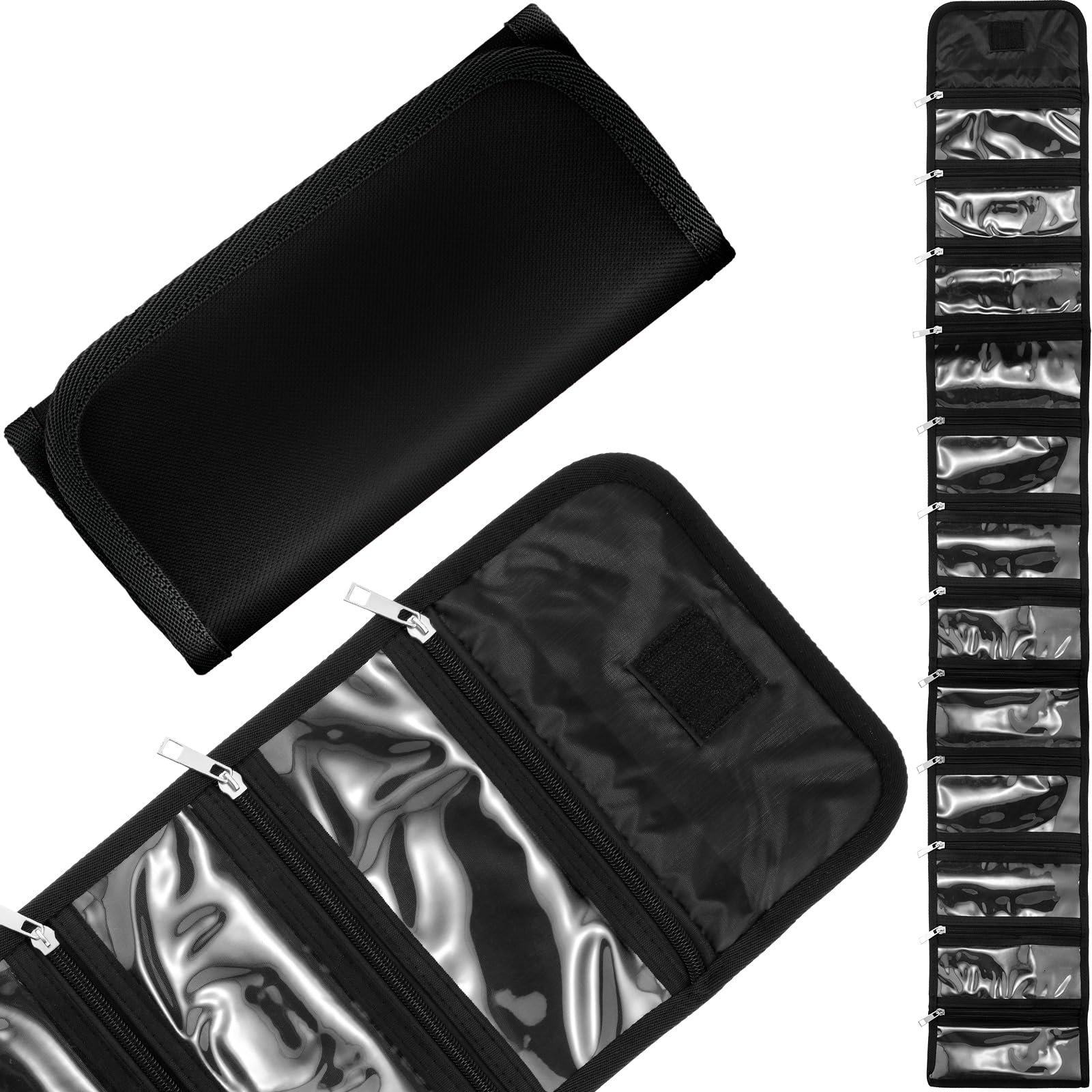 Premium Black Cash Wallet with 12 Zipper Pockets - RFID Blocking Money Organizer for Bills, Receipts & Cards | Slim Travel Wallet for Men & Women | Perfect for Budgeting, Business Trips & Daily Use