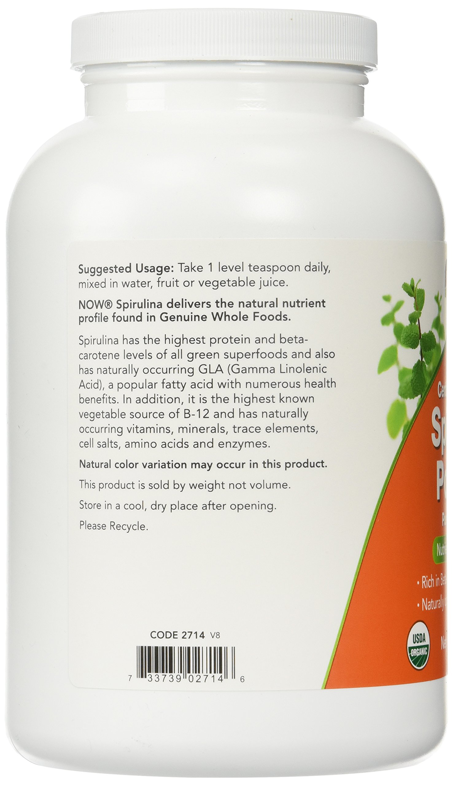 Organic Spirulina Powder by Now Foods – 2LB (907g) | Superfood Supplement for Smoothies, Detox & Immune Support | Vegan, Non-GMO, Gluten-Free